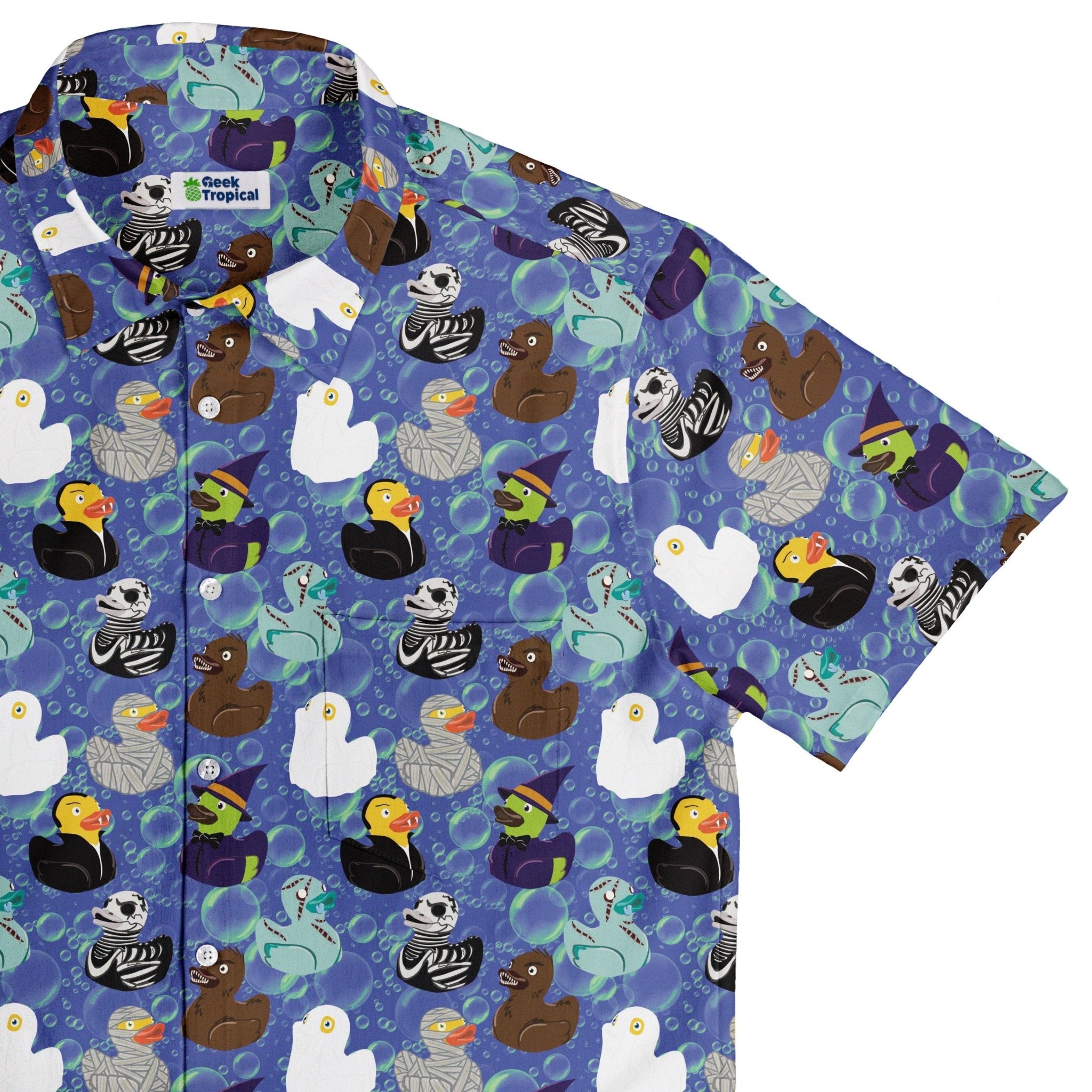 Monster Rubber Duckies Button Up Shirt Geek Nerd adult sizing halloween q4