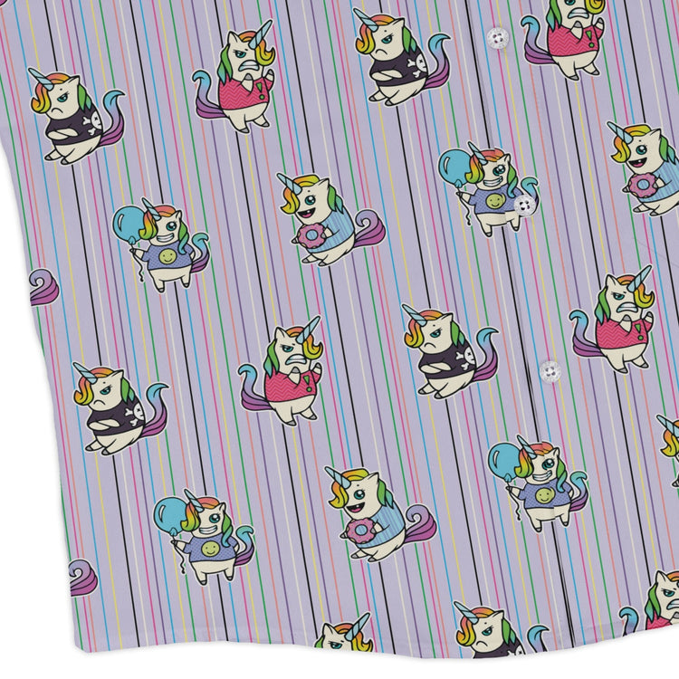 Moodicorn Rainbow Stripes Long Sleeve Button Up Shirt Geek Nerd adult sizing Design By Brigid Ashwood Fantasy Prints