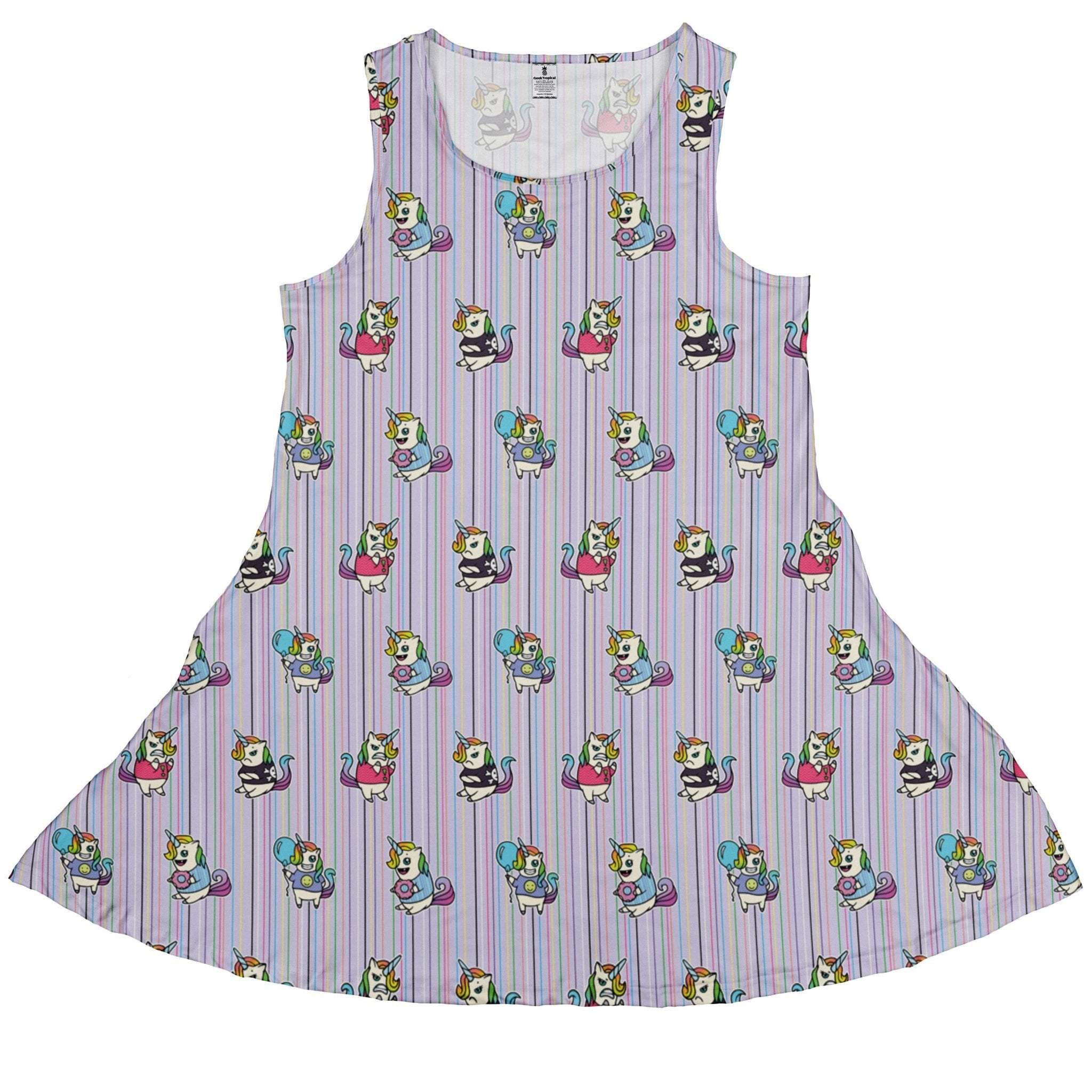 Moodicorn Rainbow Stripes Dress Geek Nerd Design By Brigid Ashwood Fantasy Prints lx - C