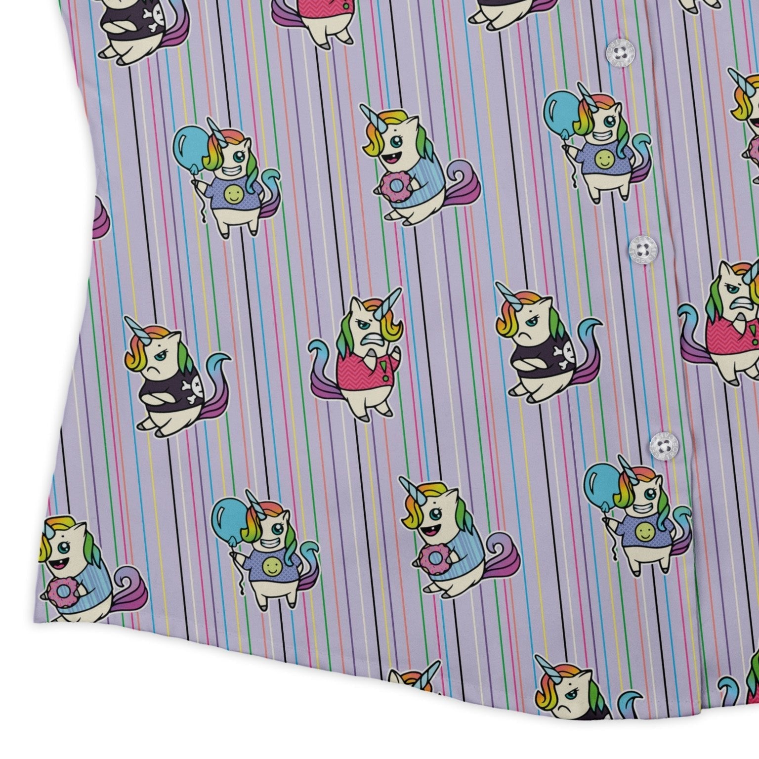 Moodicorn Rainbow Stripes Curvy Button Up Shirt Geek Nerd Design By Brigid Ashwood Fantasy Prints Pride Patterns