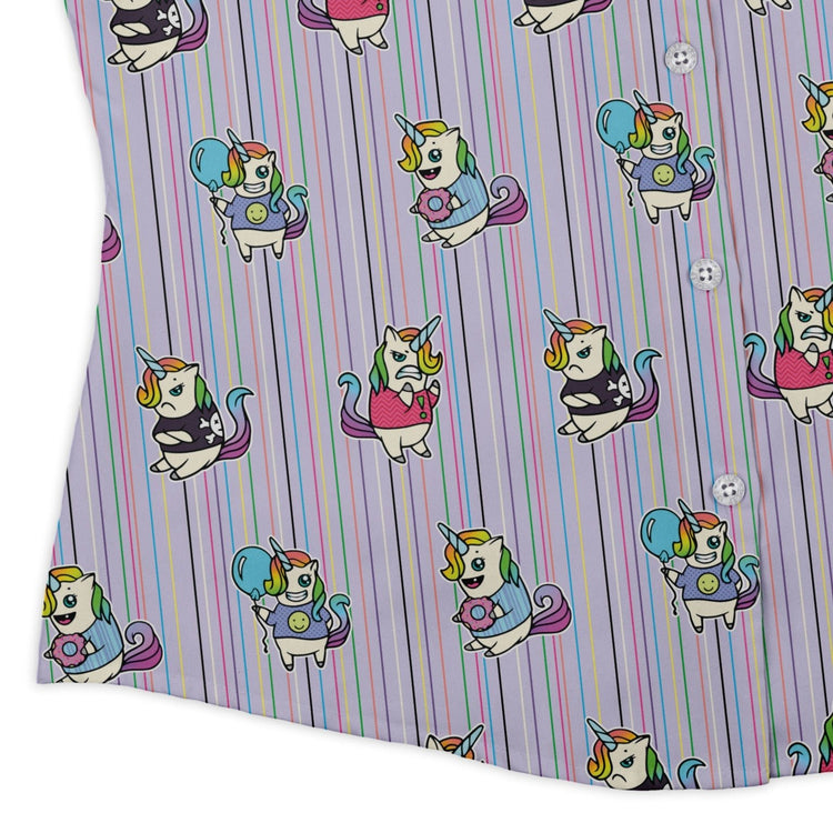 Moodicorn Rainbow Stripes Curvy Button Up Shirt Geek Nerd Design By Brigid Ashwood Fantasy Prints Pride Patterns