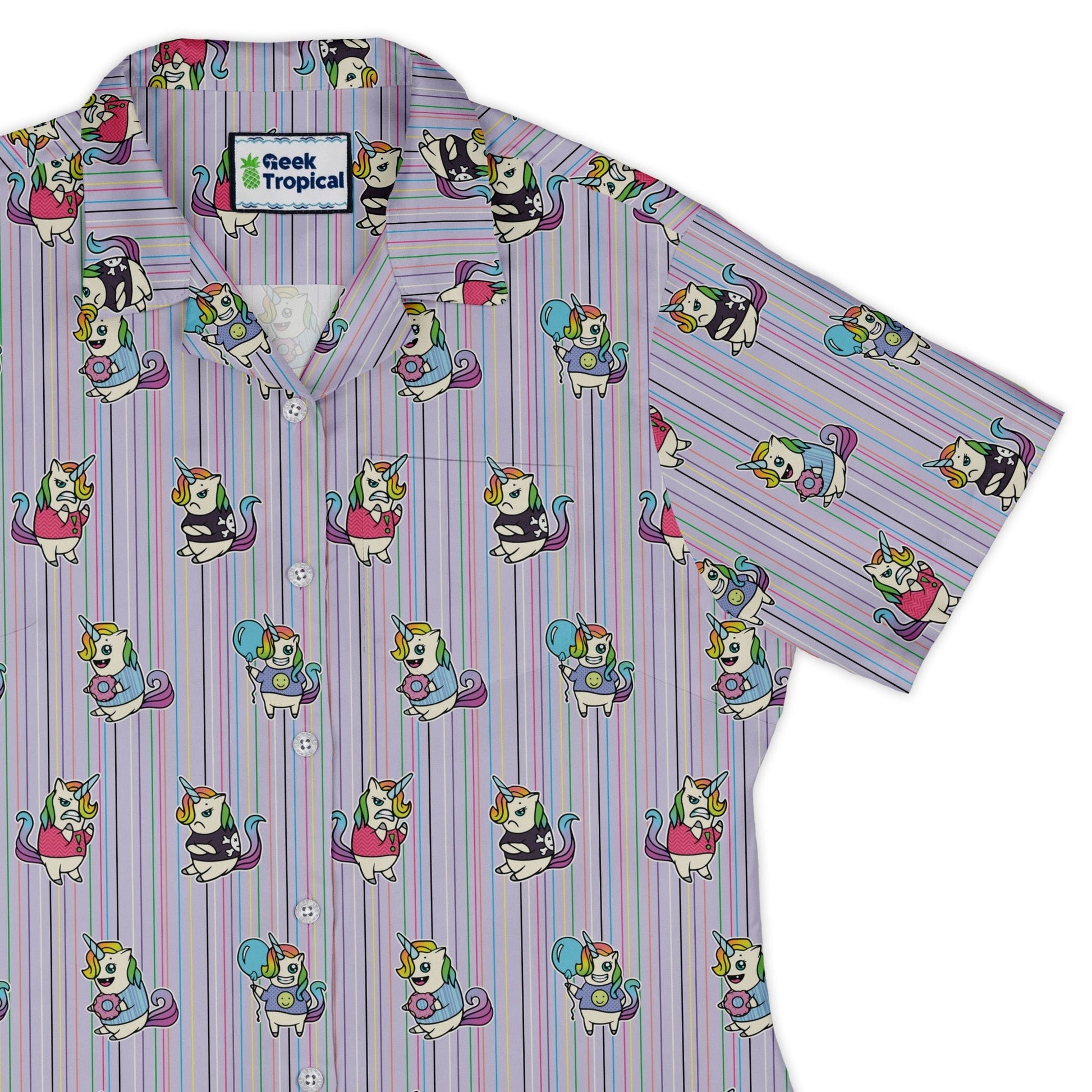 Moodicorn Rainbow Stripes Curvy Button Up Shirt Geek Nerd Design By Brigid Ashwood Fantasy Prints Pride Patterns