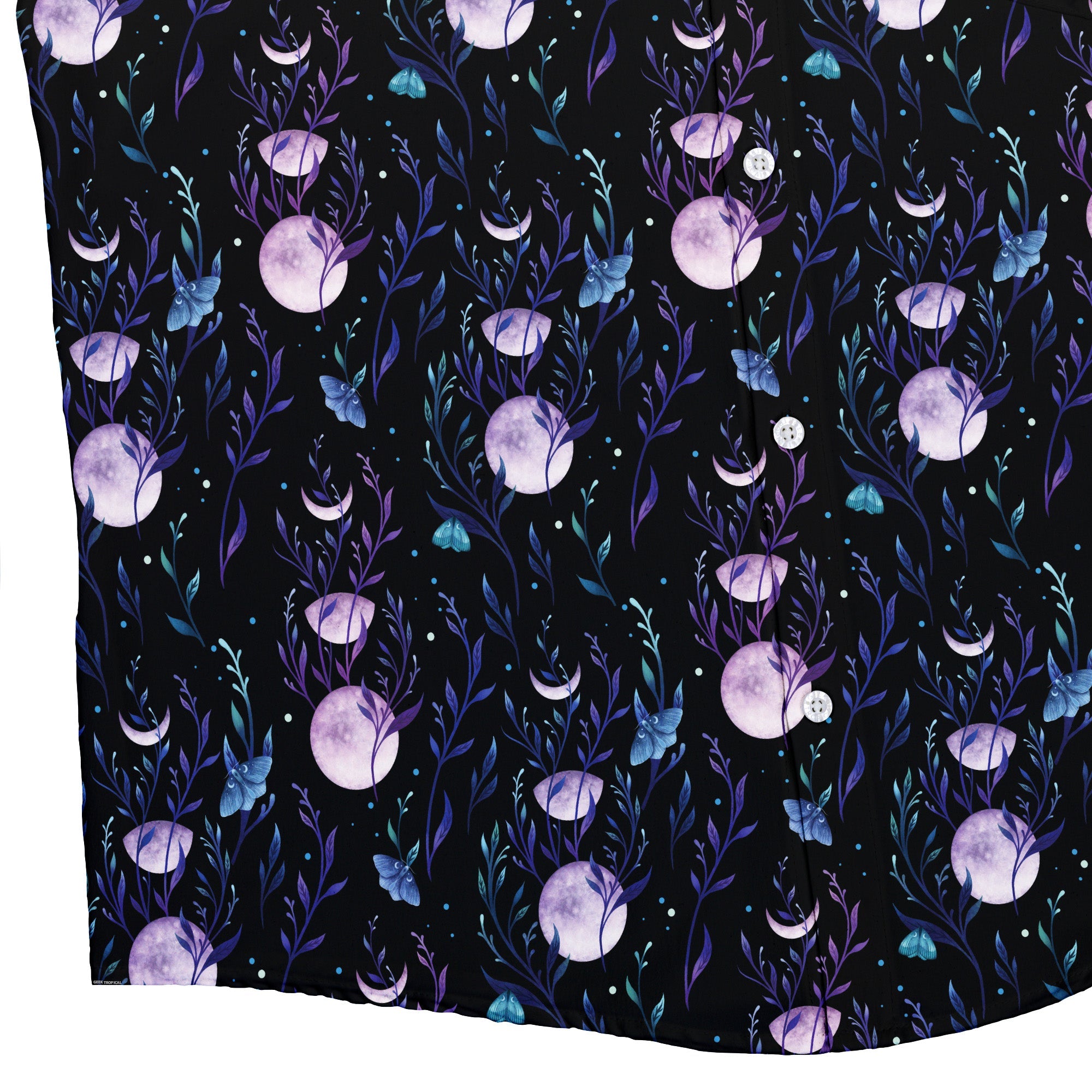 Moon Phase Garden Button Up Shirt Bottom Corner