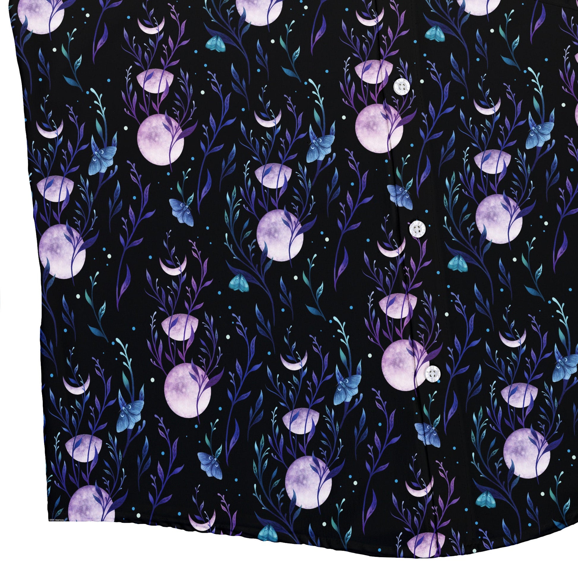 Moon Phase Garden Button Up Shirt Bottom Corner