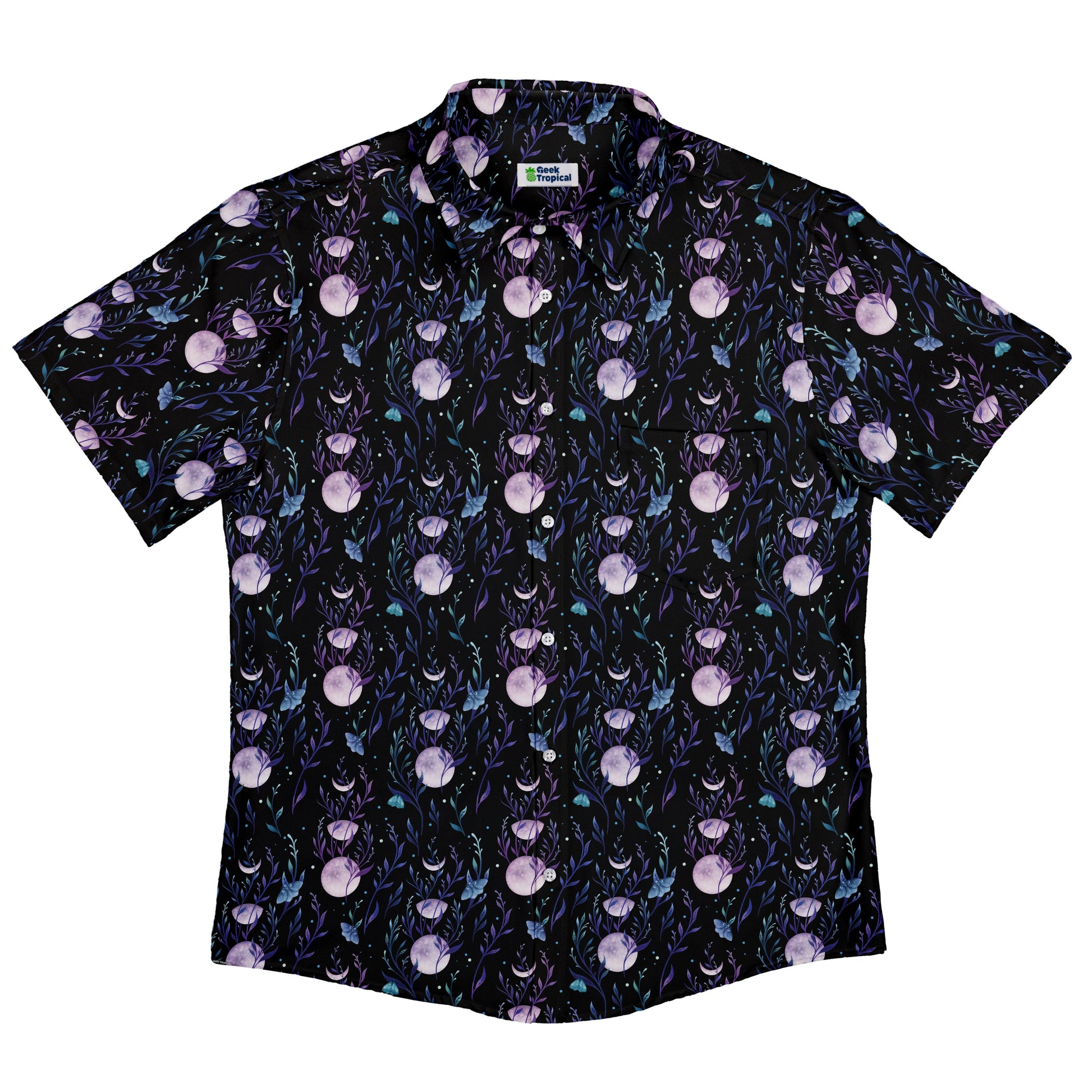Moon Phase Garden Button Up Shirt Flat Front