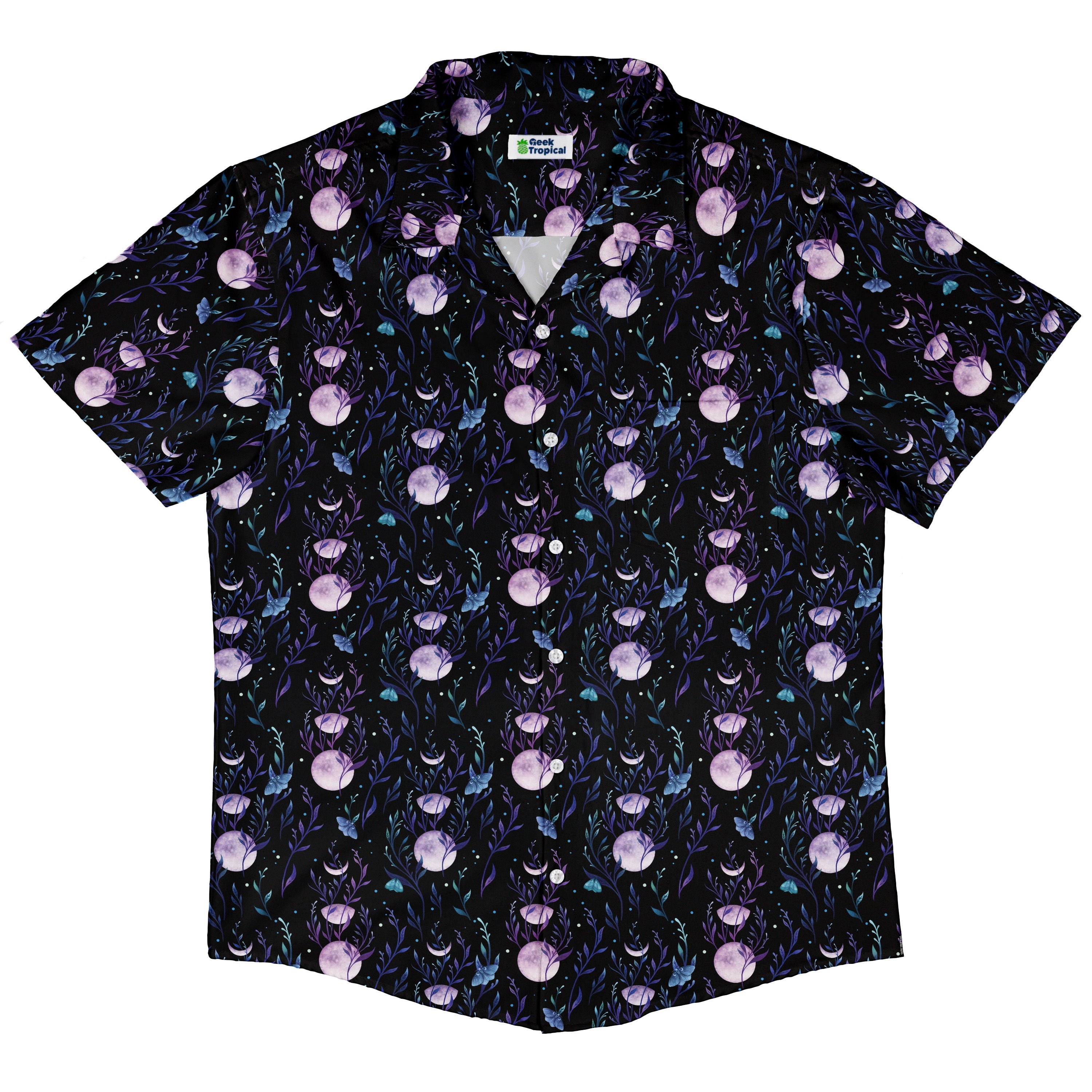 Moon Phase Garden Button Up Shirt Hawaiian Front