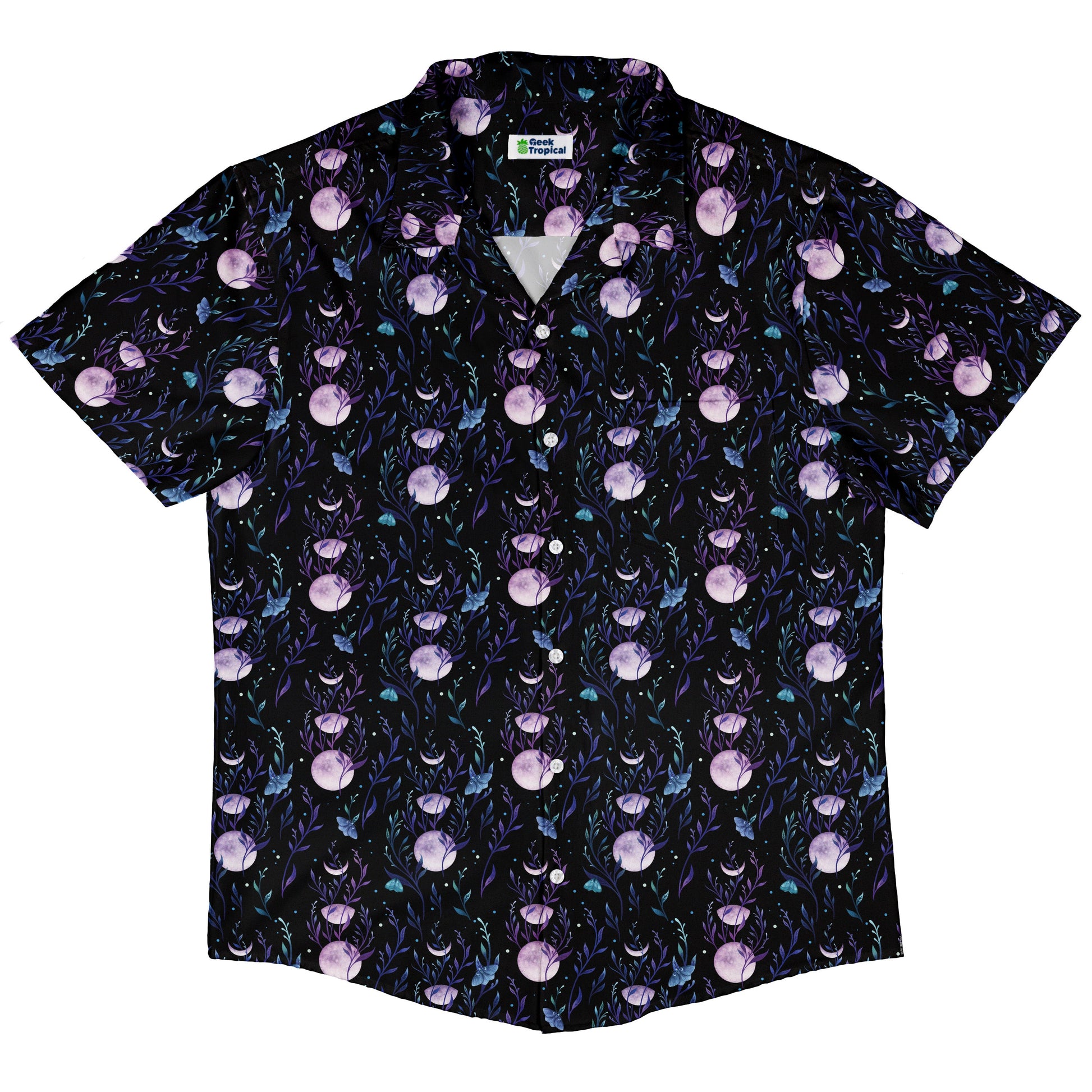 Moon Phase Garden Button Up Shirt Hawaiian Front