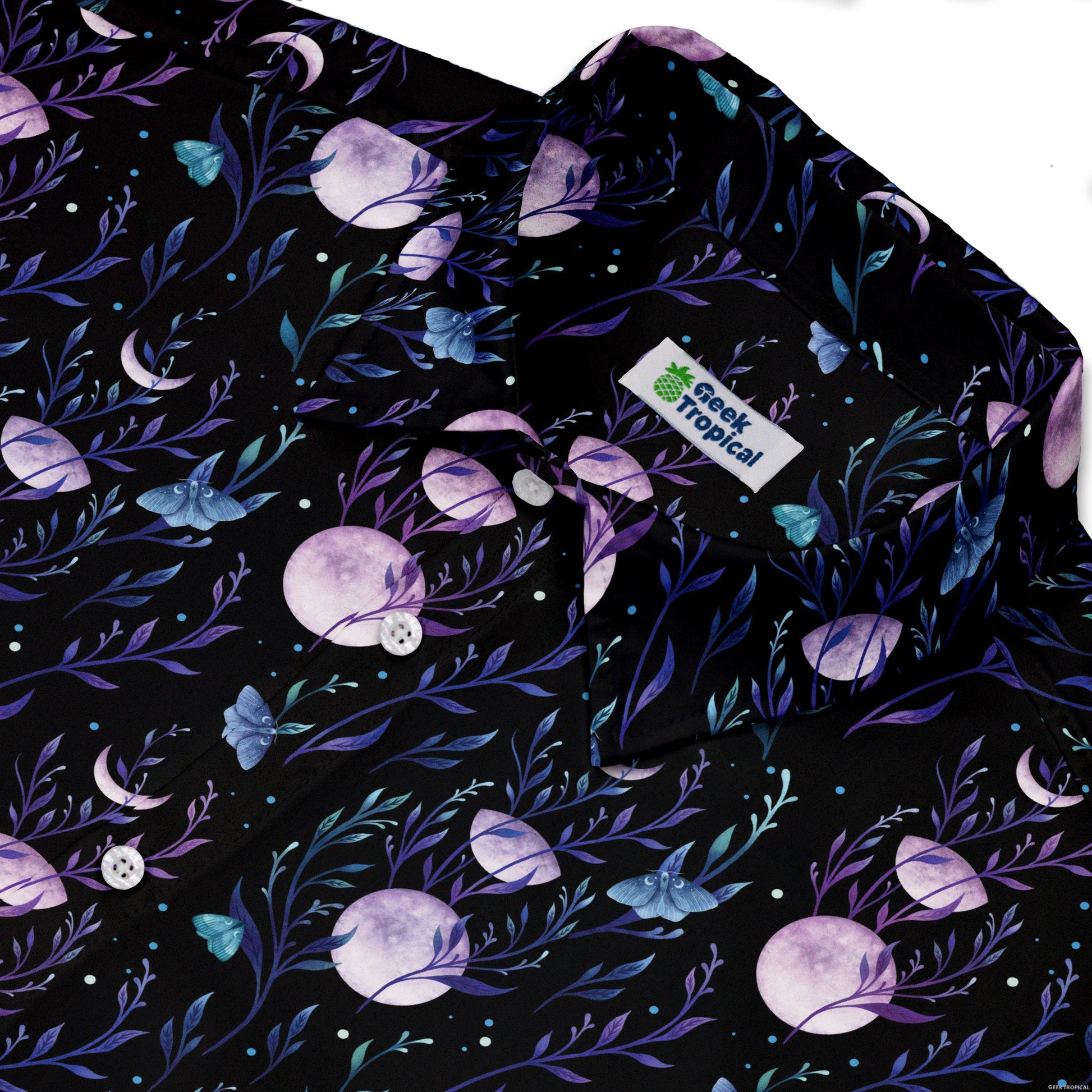 Moon Phase Garden Button Up Shirt Neck