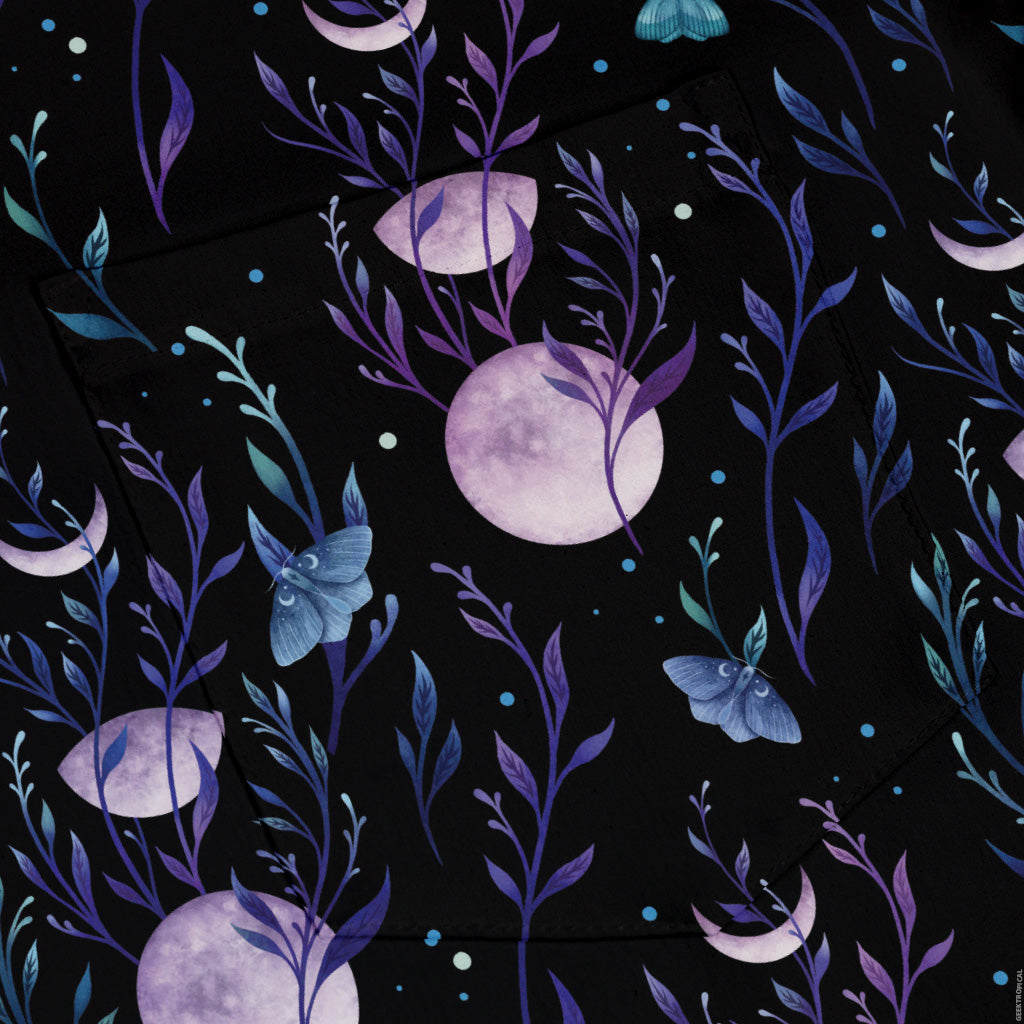 Moon Phase Garden Button Up Shirt Pocket