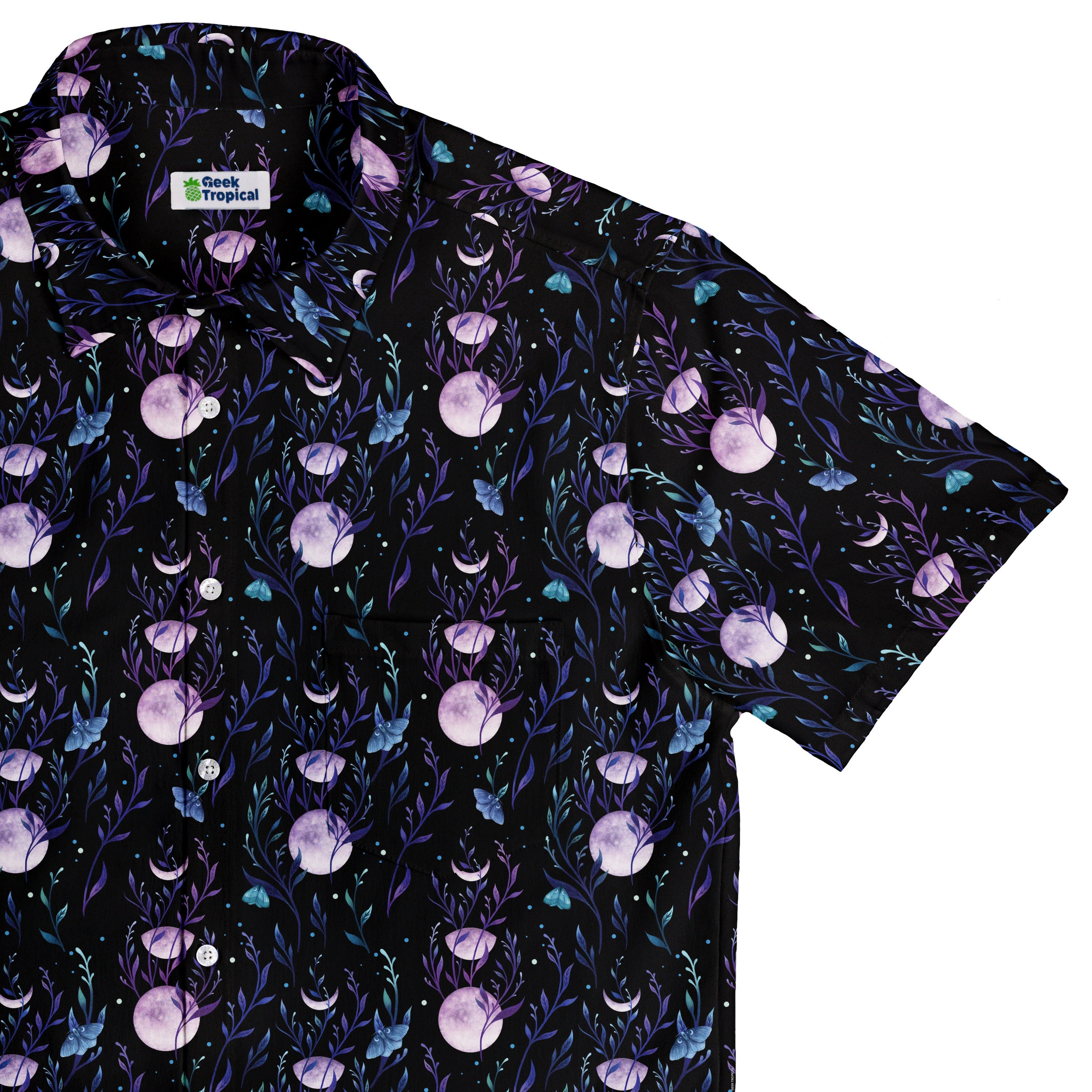 Moon Phase Garden Button Up Shirt Top Corner