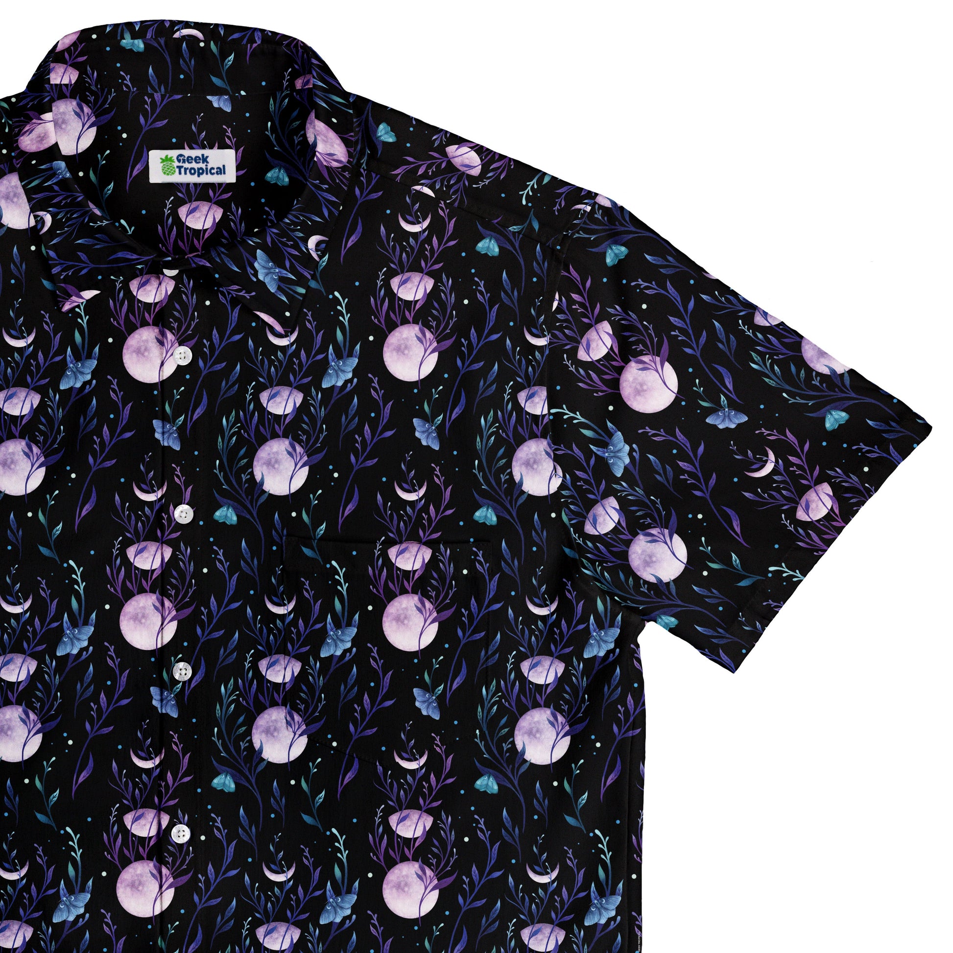 Moon Phase Garden Button Up Shirt Top Corner