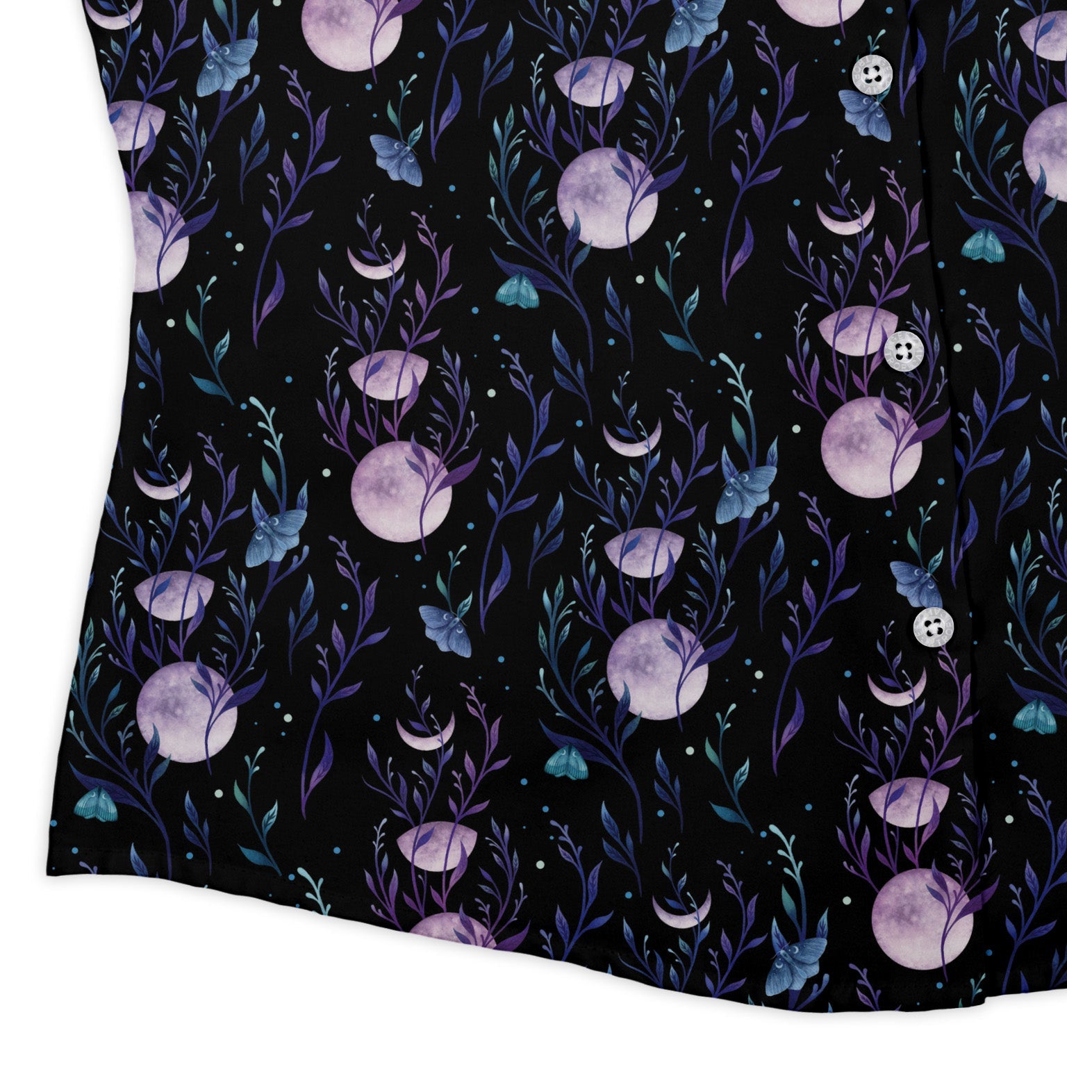 Moon Phase Garden Curvy Button Up Shirt womens corner