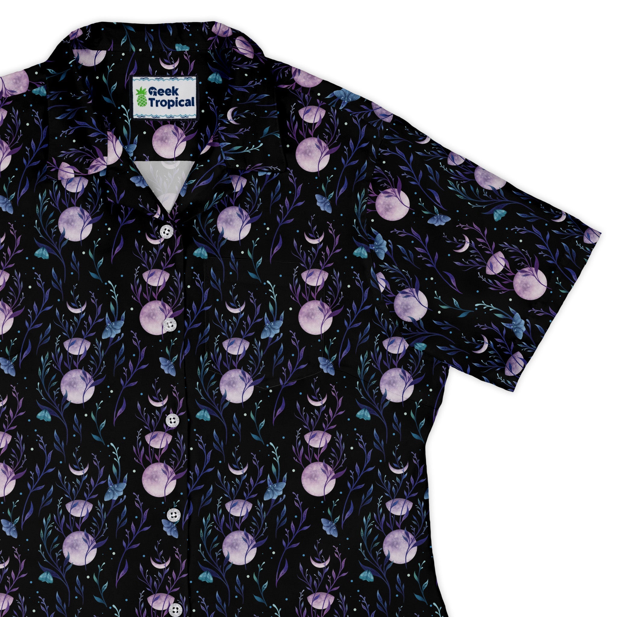 Moon Phase Garden Curvy Button Up Shirt womens top right