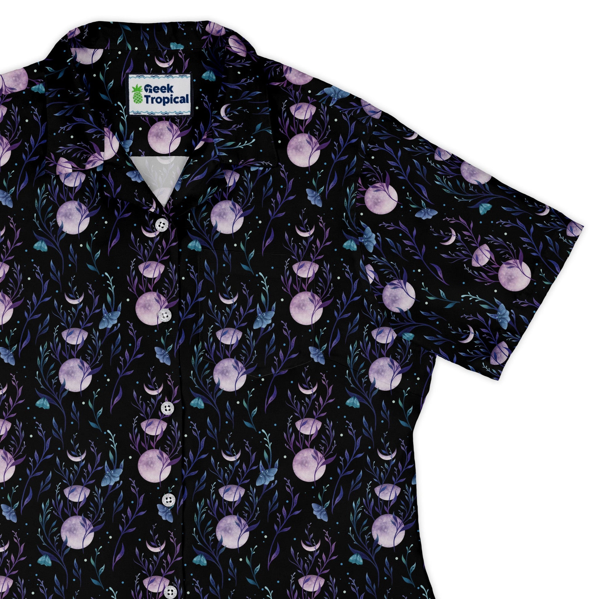 Moon Phase Garden Curvy Button Up Shirt womens top right