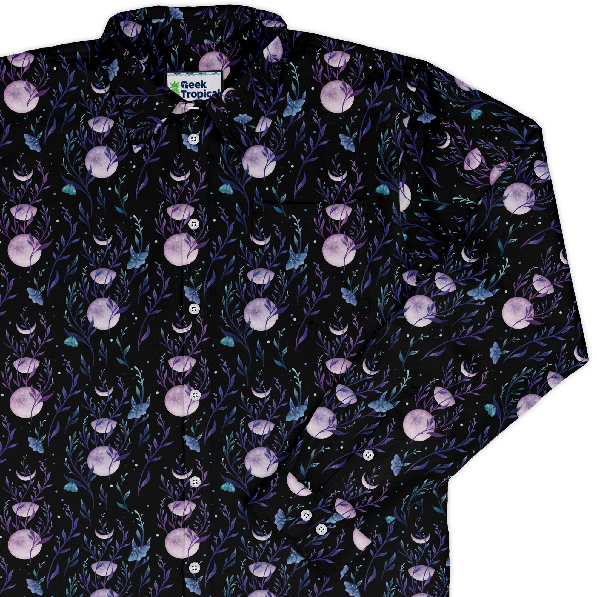 Moon Phase Garden Long Sleeve Button Up Shirt cover