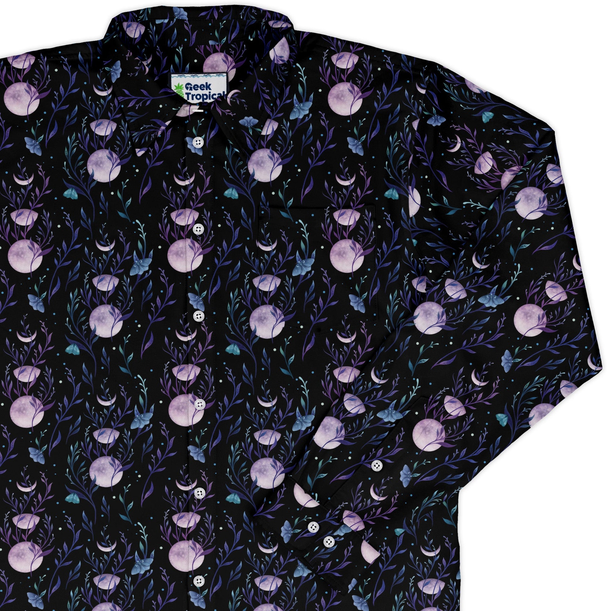 Moon Phase Garden Long Sleeve Button Up Shirt cover