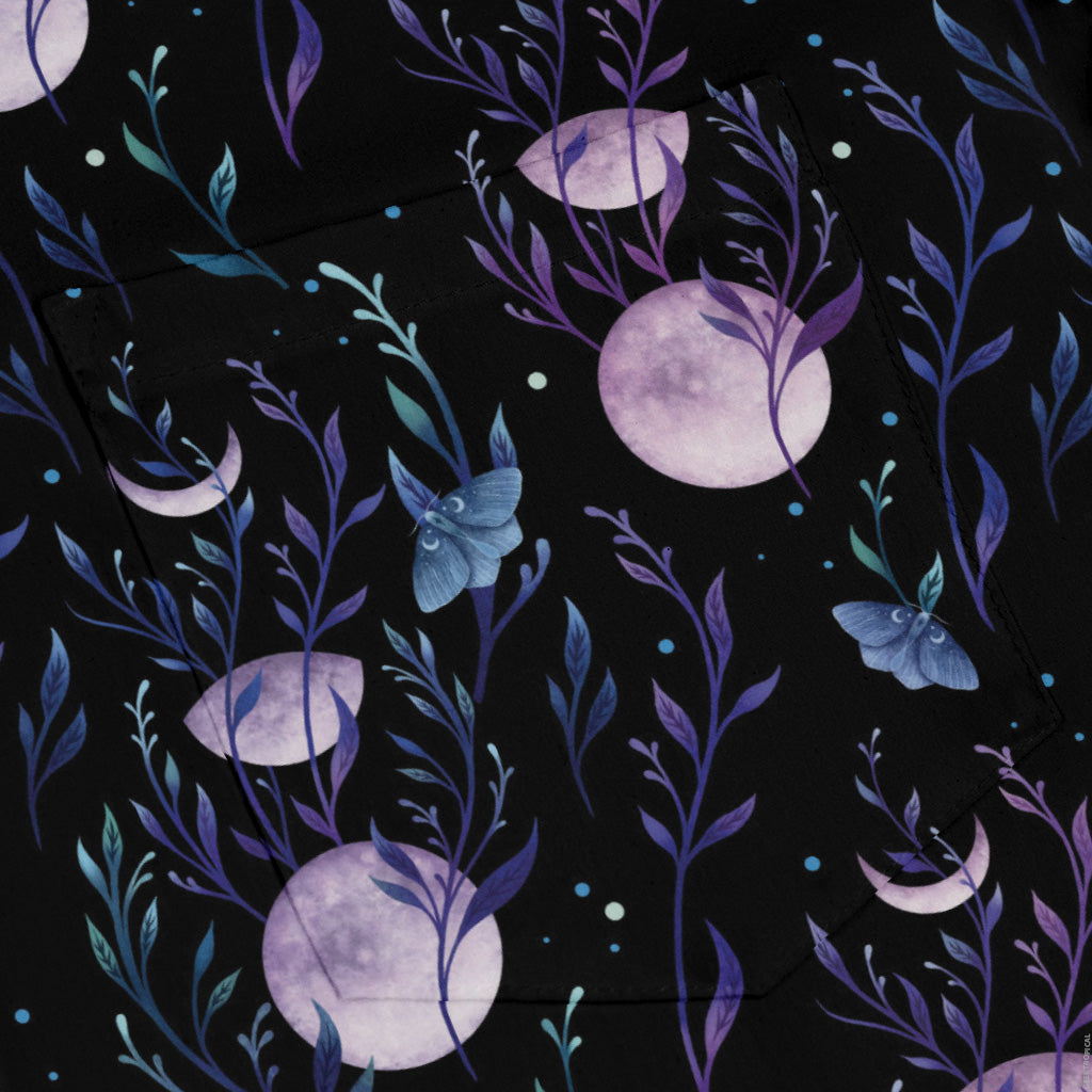 Moon Phase Garden Long Sleeve Button Up Shirt pocket