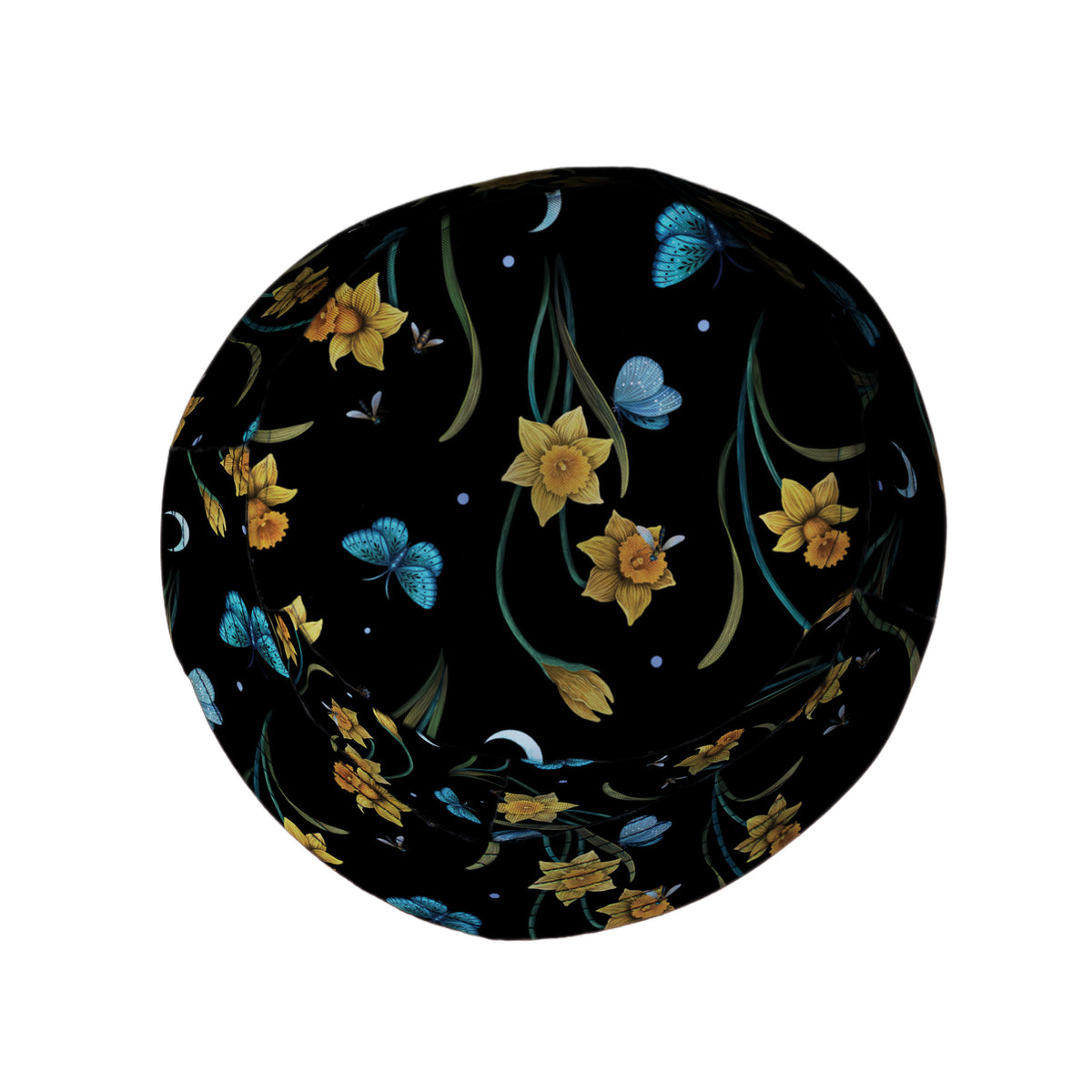 Moonlit Daffodil Garden Bucket Hat Top View