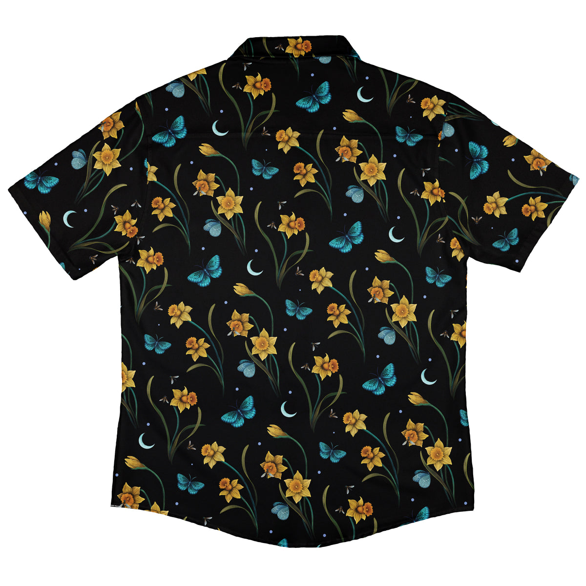 Moonlit Daffodil Garden Button Up Shirt Back