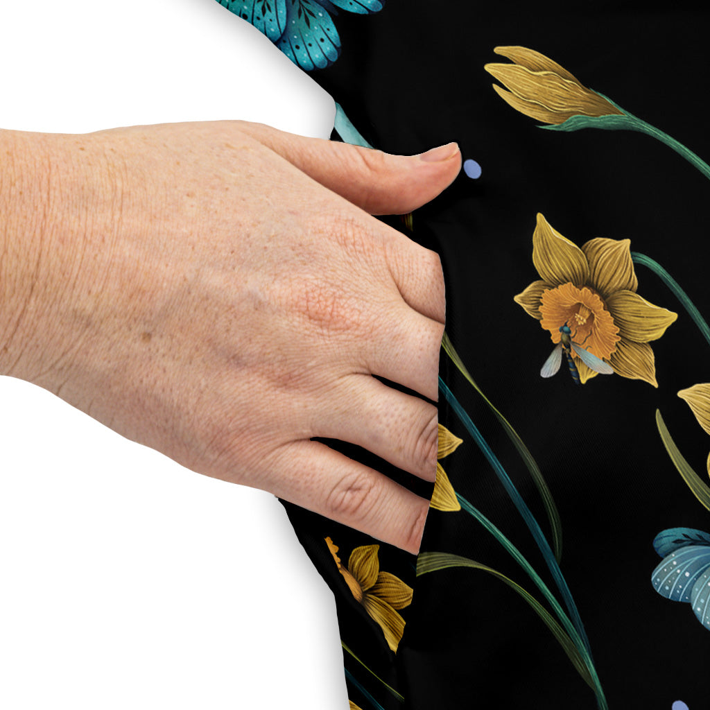 Moonlit Daffodil Garden Sleeveless Dress Pocket