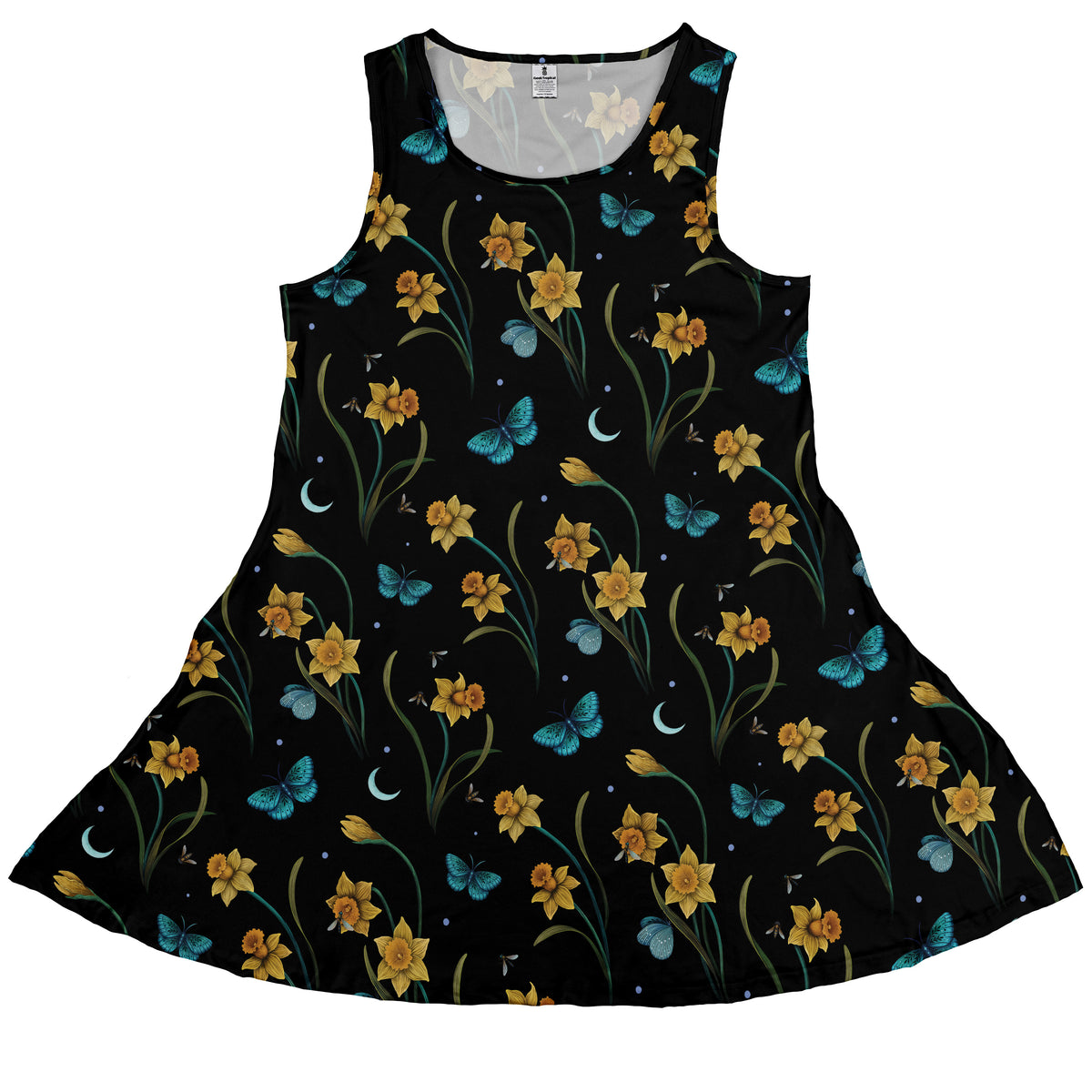 Moonlit Daffodil Garden Sleeveless Dress front
