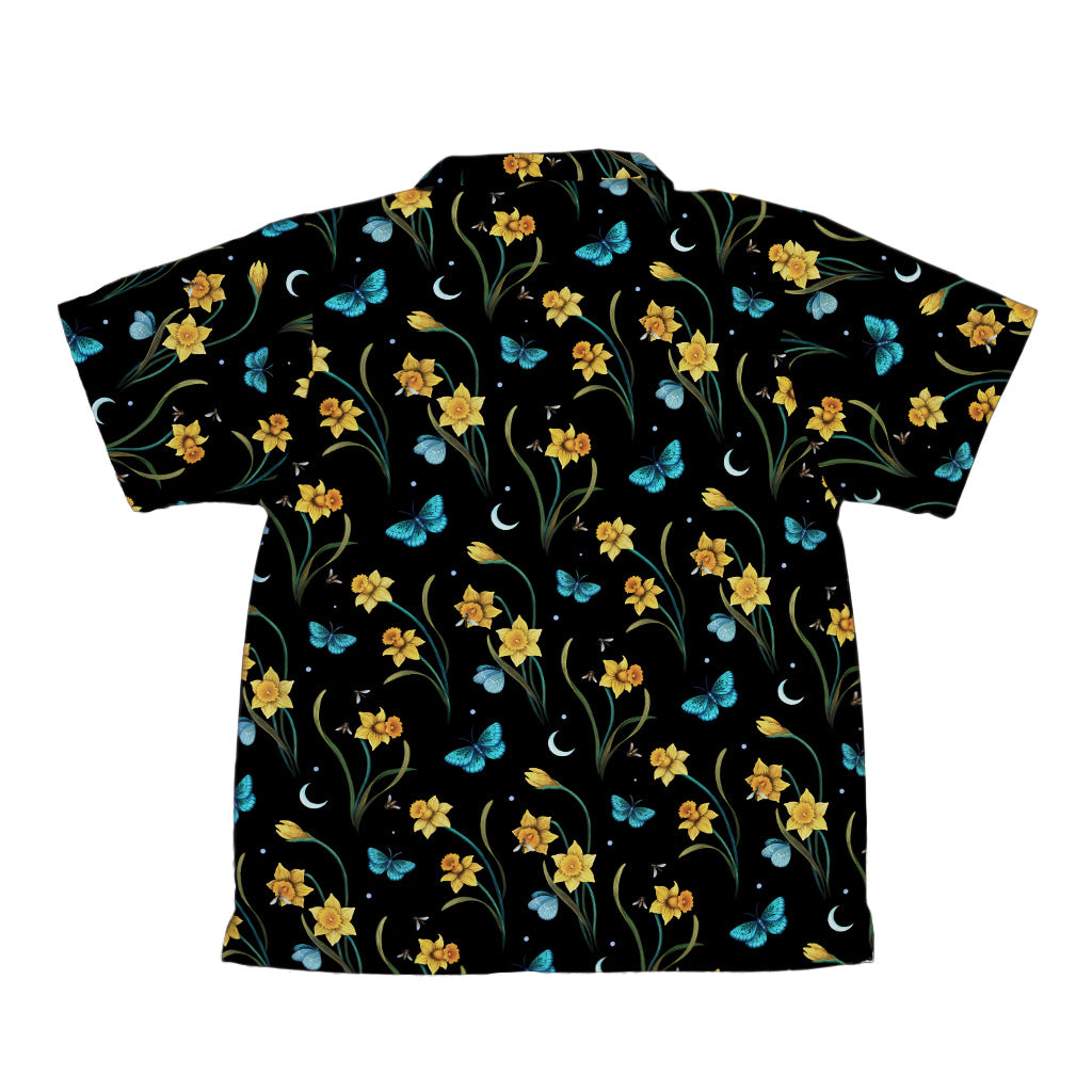 Moonlit Daffodil Garden Youth Hawaiian Shirt Back