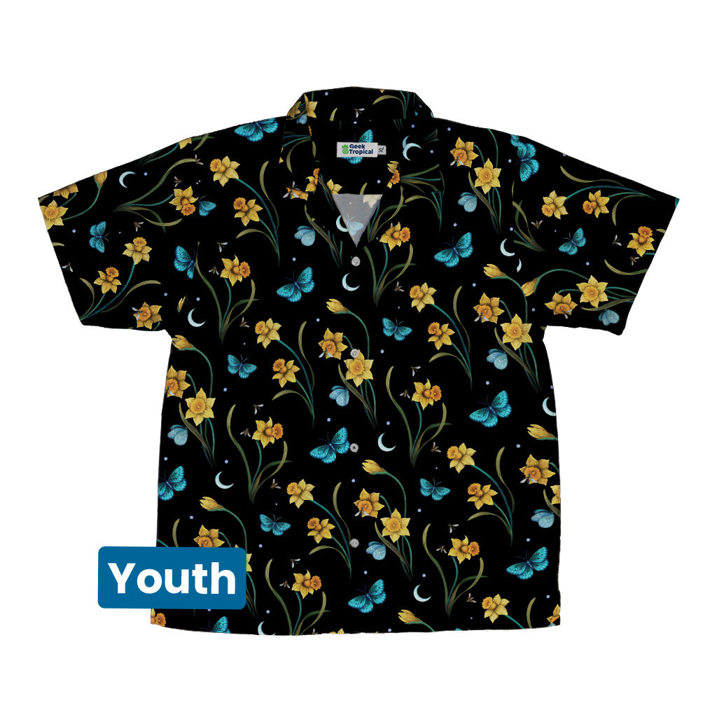 Moonlit Daffodil Garden Youth Hawaiian Shirt Front