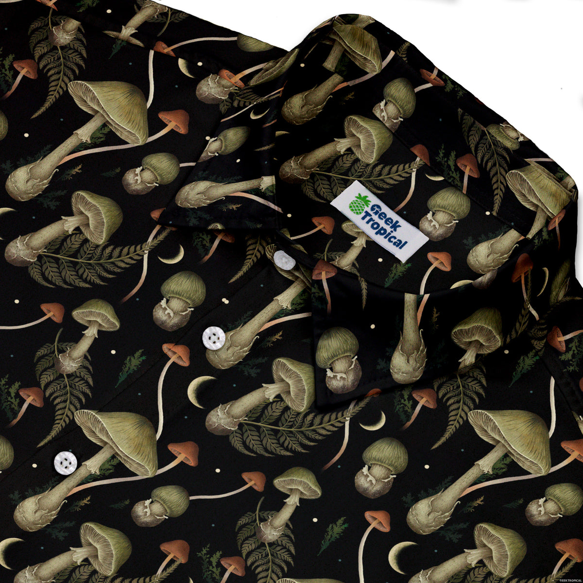 Moonlit Death Cap Button Up Shirt Neck