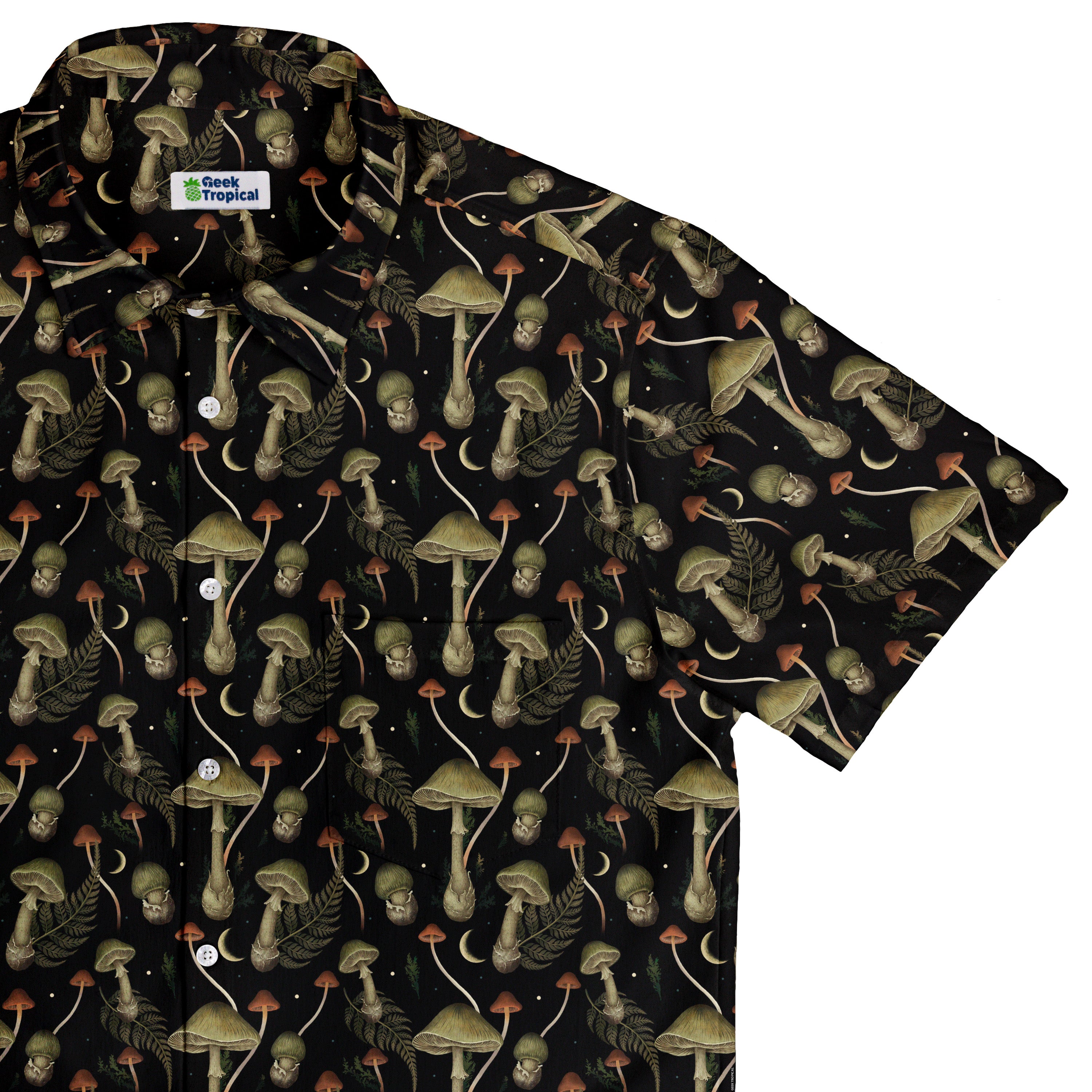 Moonlit Death Cap Button Up Shirt Top Corner