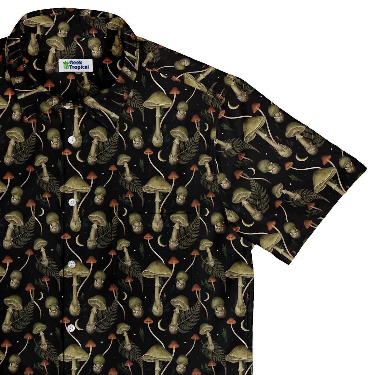 Moonlit Death Cap Button Up Shirt Top Corner