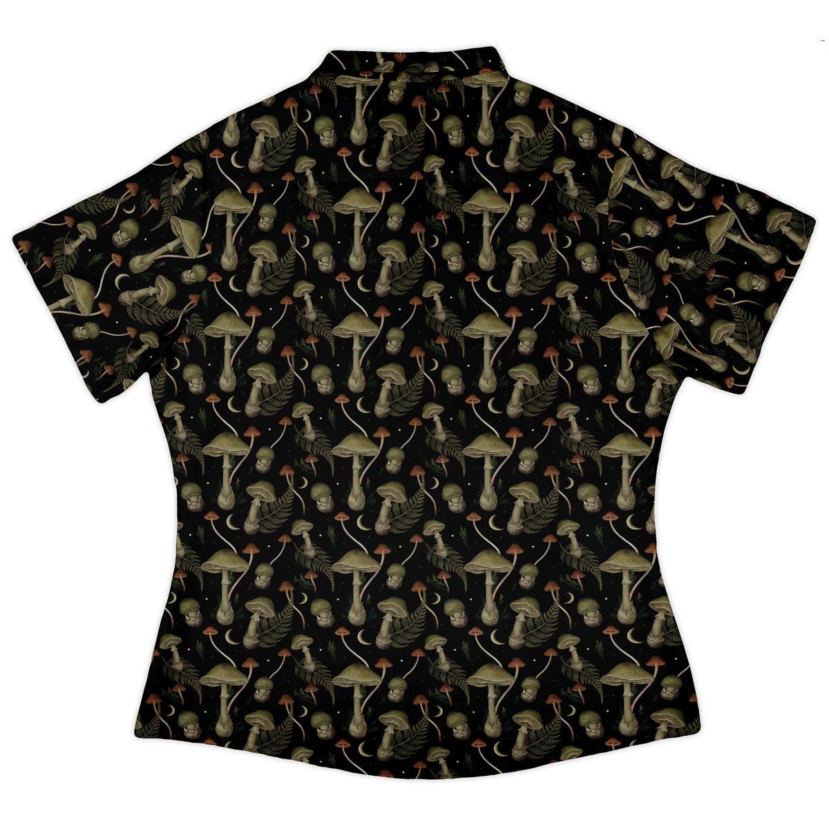 Moonlit Death Cap Curvy Button Up Shirt womens back