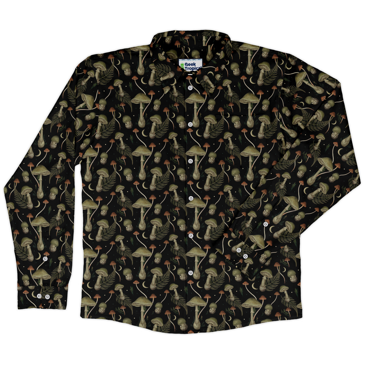 Moonlit Death Cap Long Sleeve Button Up Shirt front