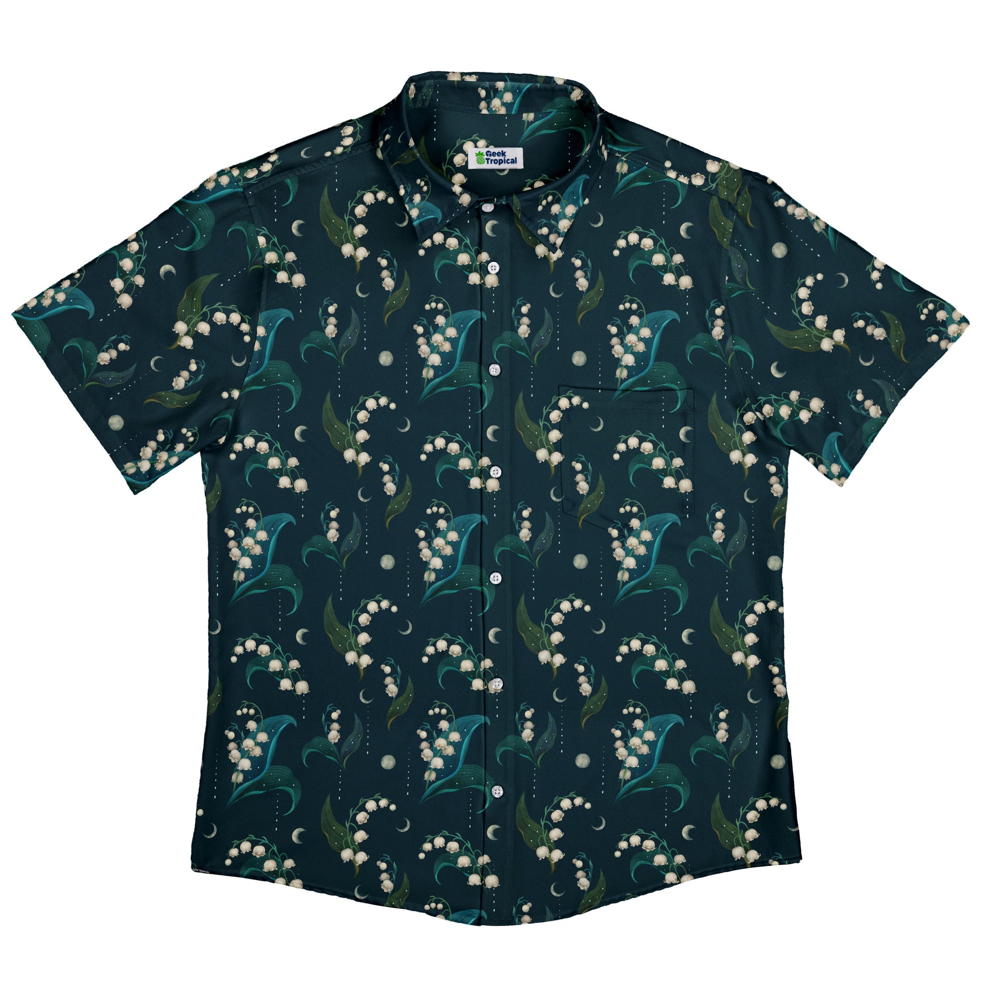 Moonlit Lily Button Up Shirt Flat Front