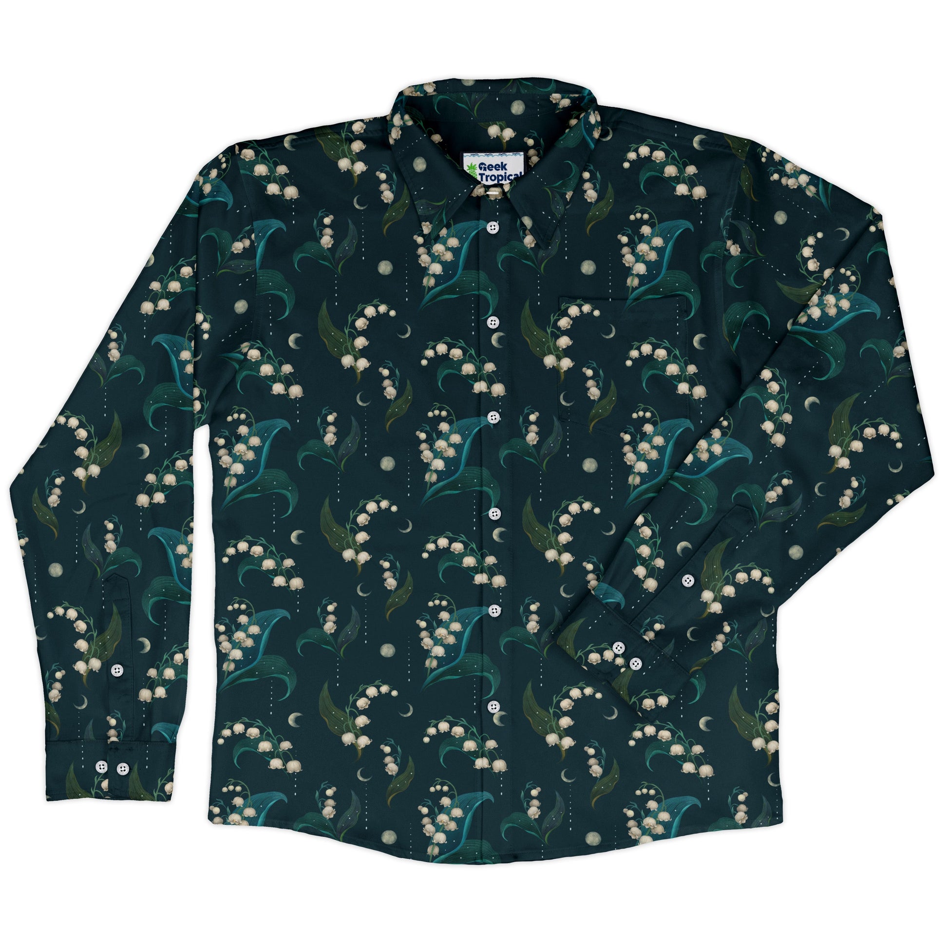 Moonlit Lily Long Sleeve Button Up Shirt front
