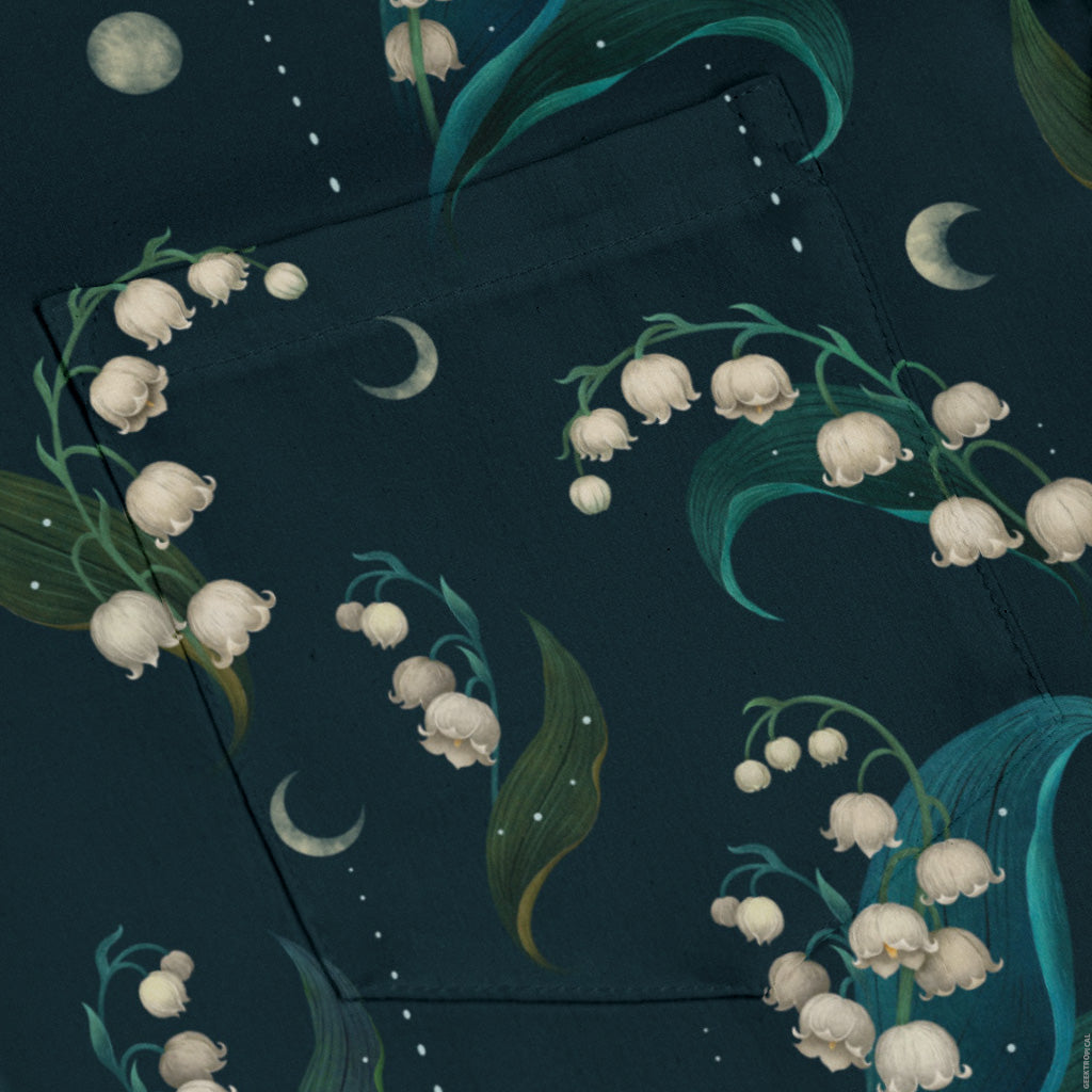Moonlit Lily Long Sleeve Button Up Shirt pocket