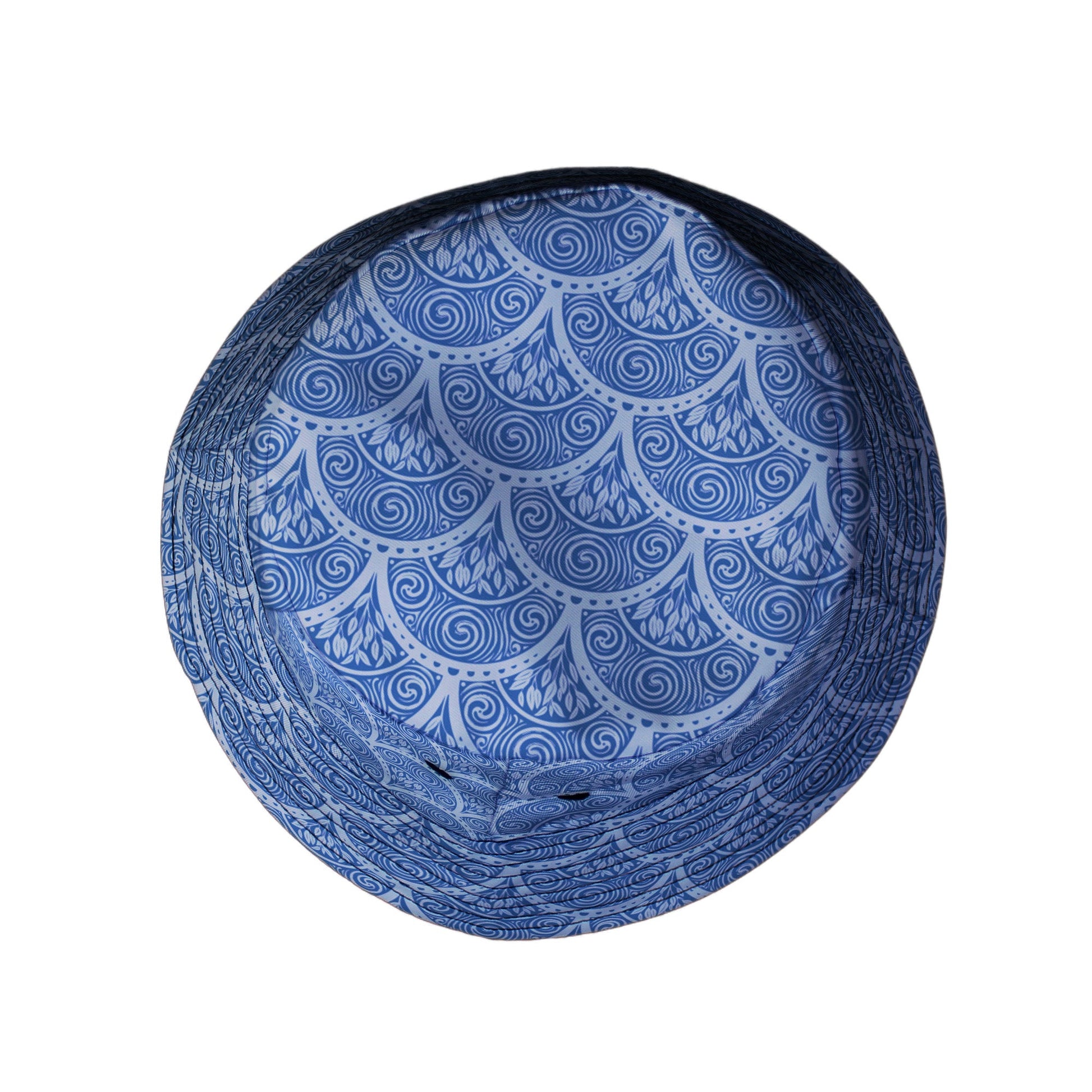 Moonlit Scallop Nouveau Blue Bucket Hat Top View