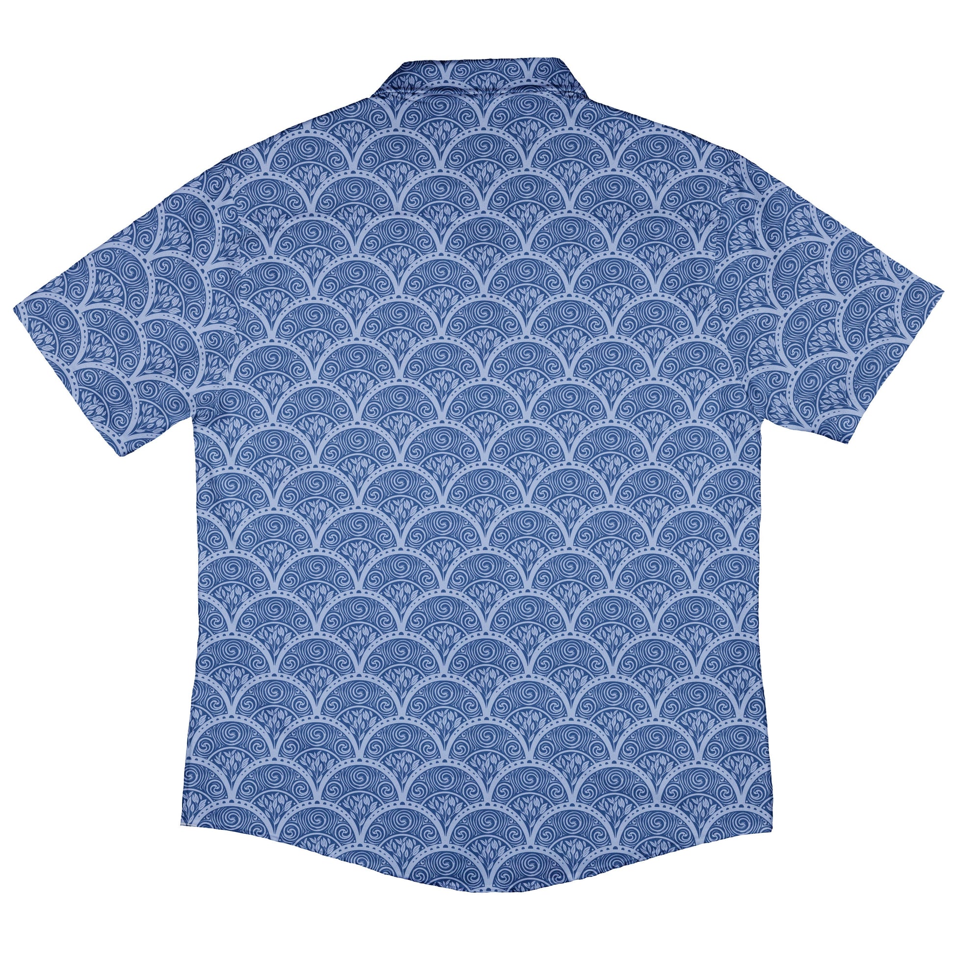 Moonlit Scallop Nouveau Blue Button Up Shirt Back