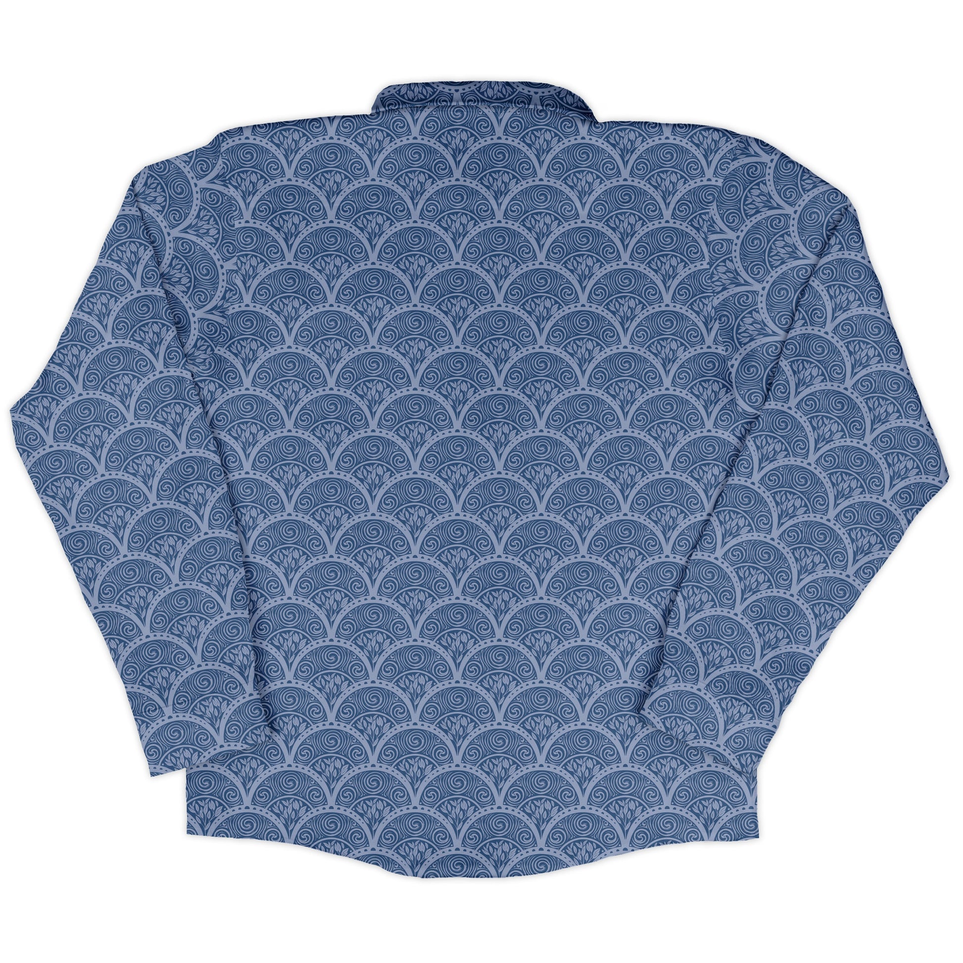 Moonlit Scallop Nouveau Blue Long Sleeve Button Up Shirt back