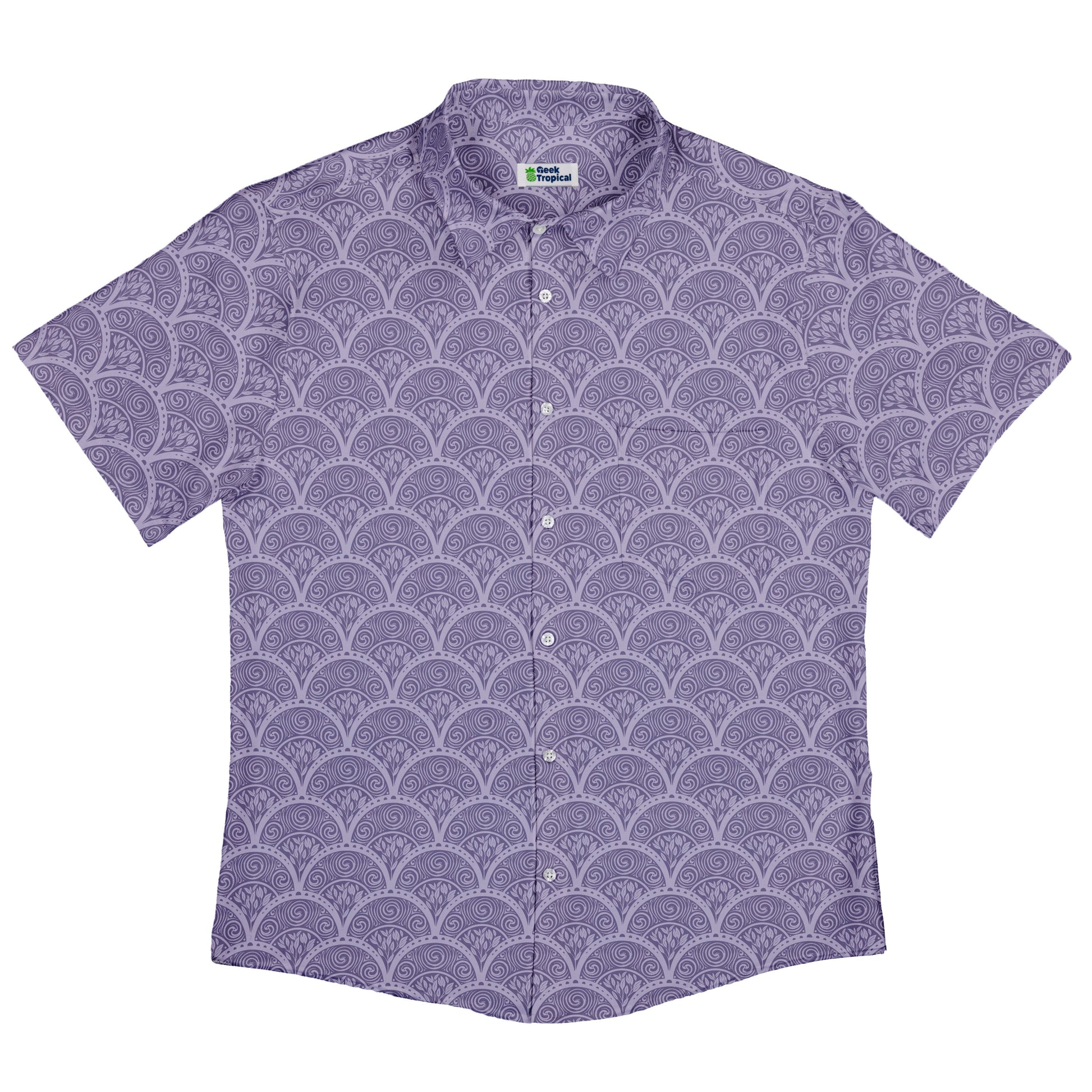Moonlit Scallop Nouveau Lilac Button Up Shirt Flat Front