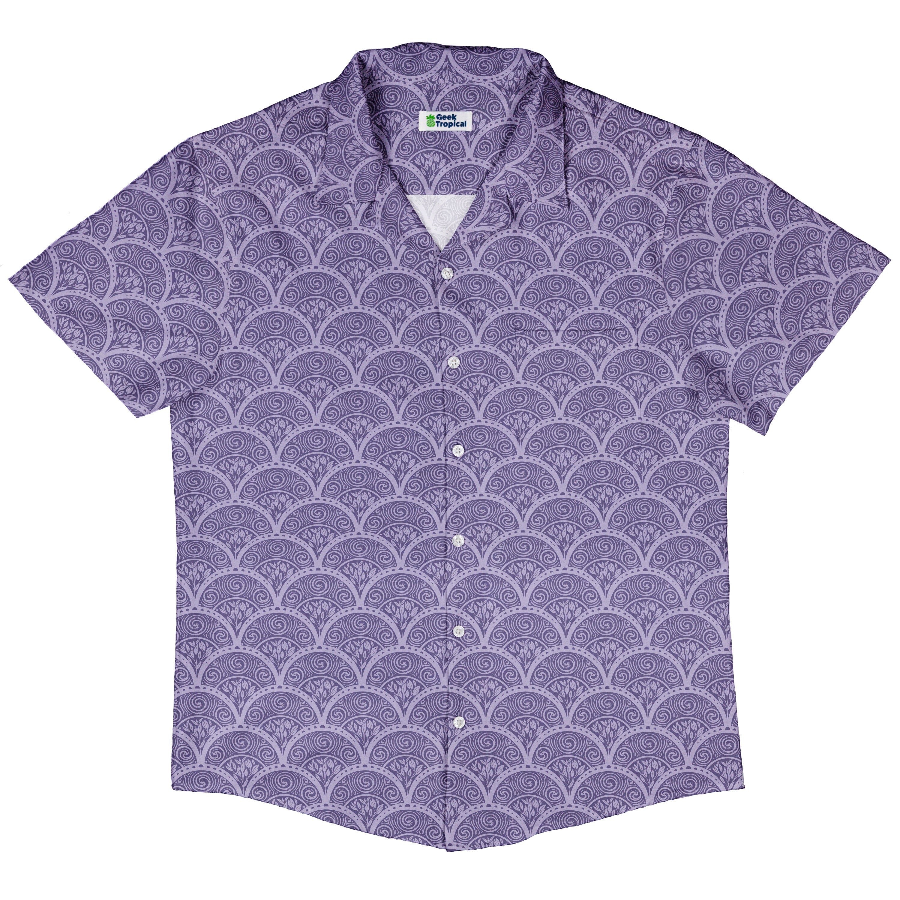 Moonlit Scallop Nouveau Lilac Button Up Shirt Hawaiian Front
