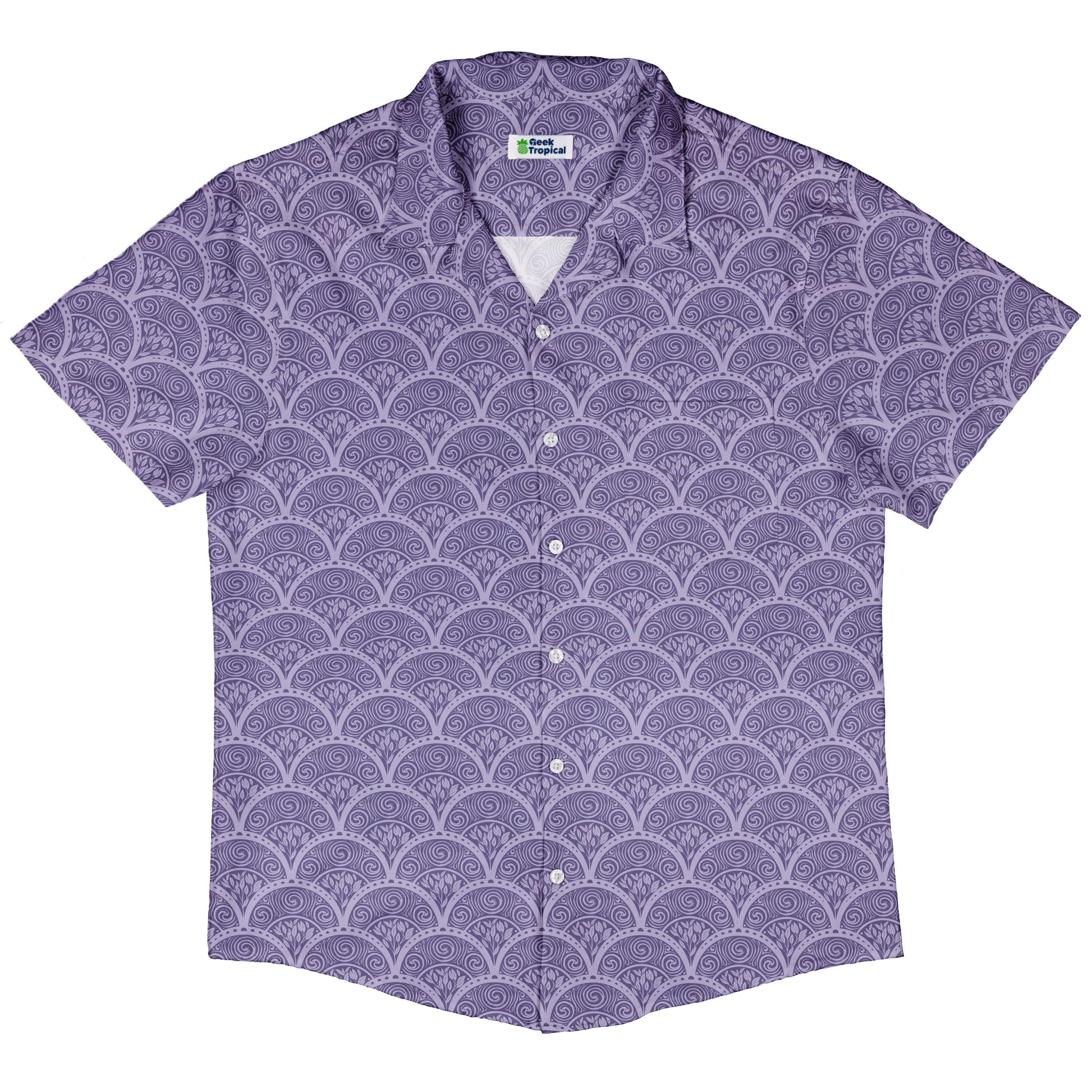 Moonlit Scallop Nouveau Lilac Button Up Shirt Hawaiian Front