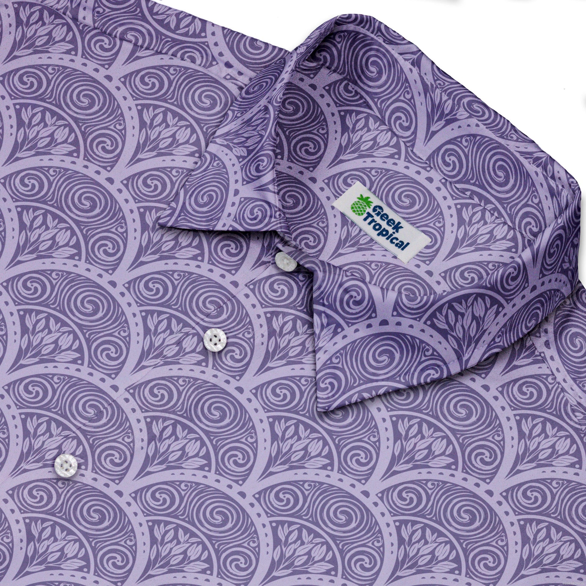 Moonlit Scallop Nouveau Lilac Button Up Shirt Neck