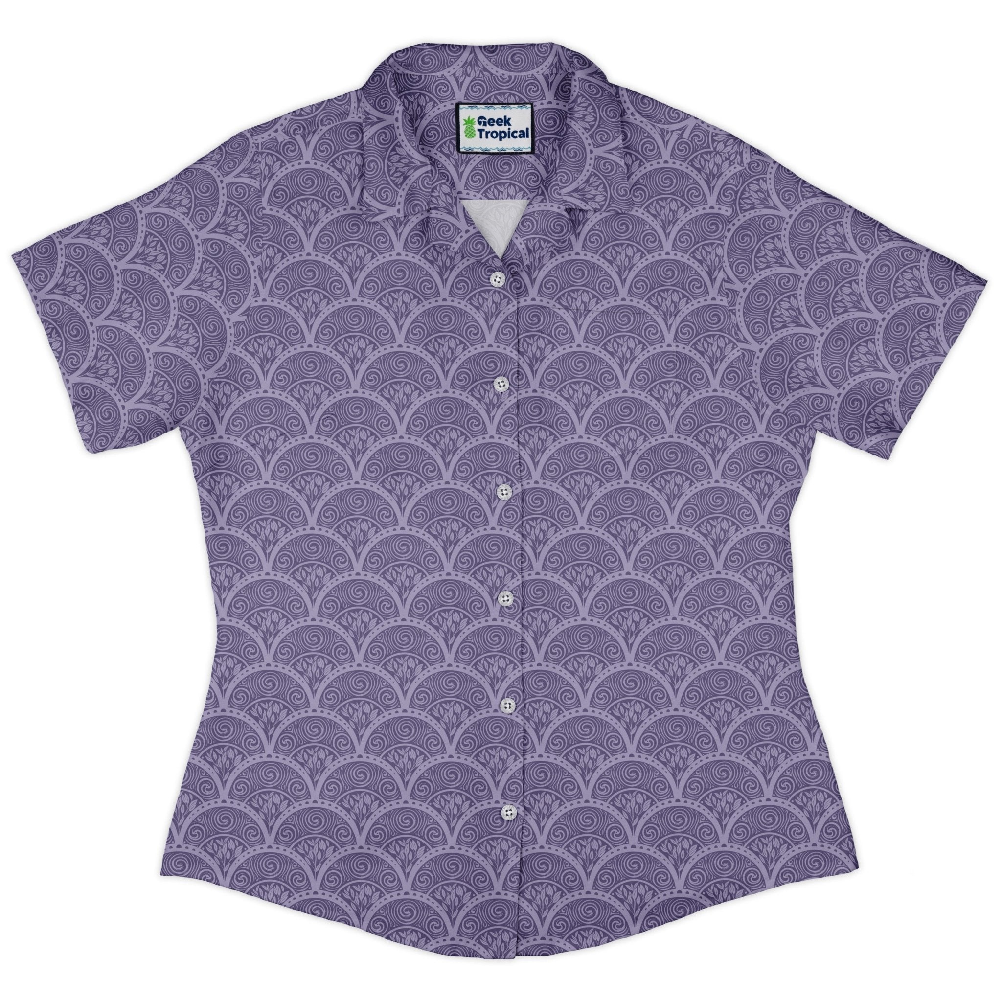 Moonlit Scallop Nouveau Lilac Curvy Button Up Shirt 2