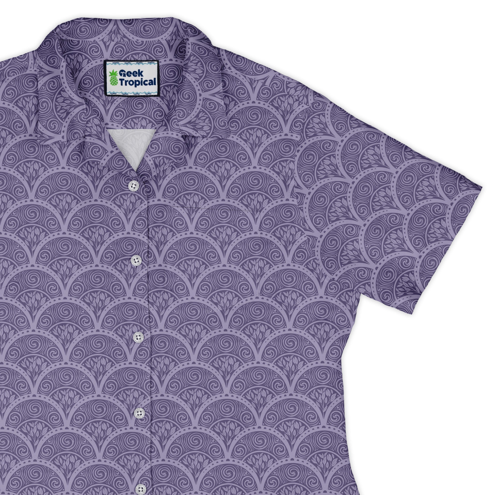 Moonlit Scallop Nouveau Lilac Curvy Button Up Shirt womens top right
