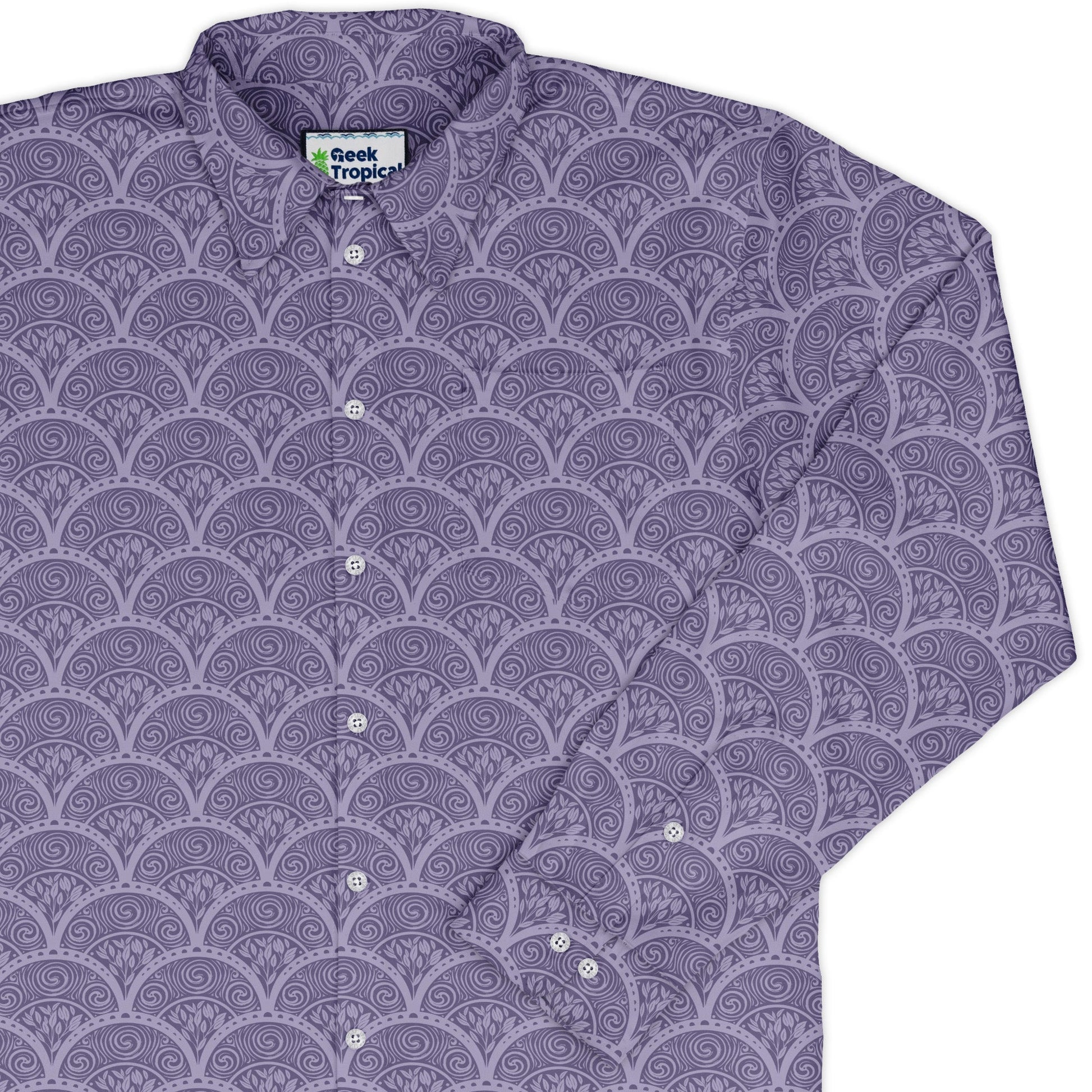 Moonlit Scallop Nouveau Lilac Long Sleeve Button Up Shirt cover