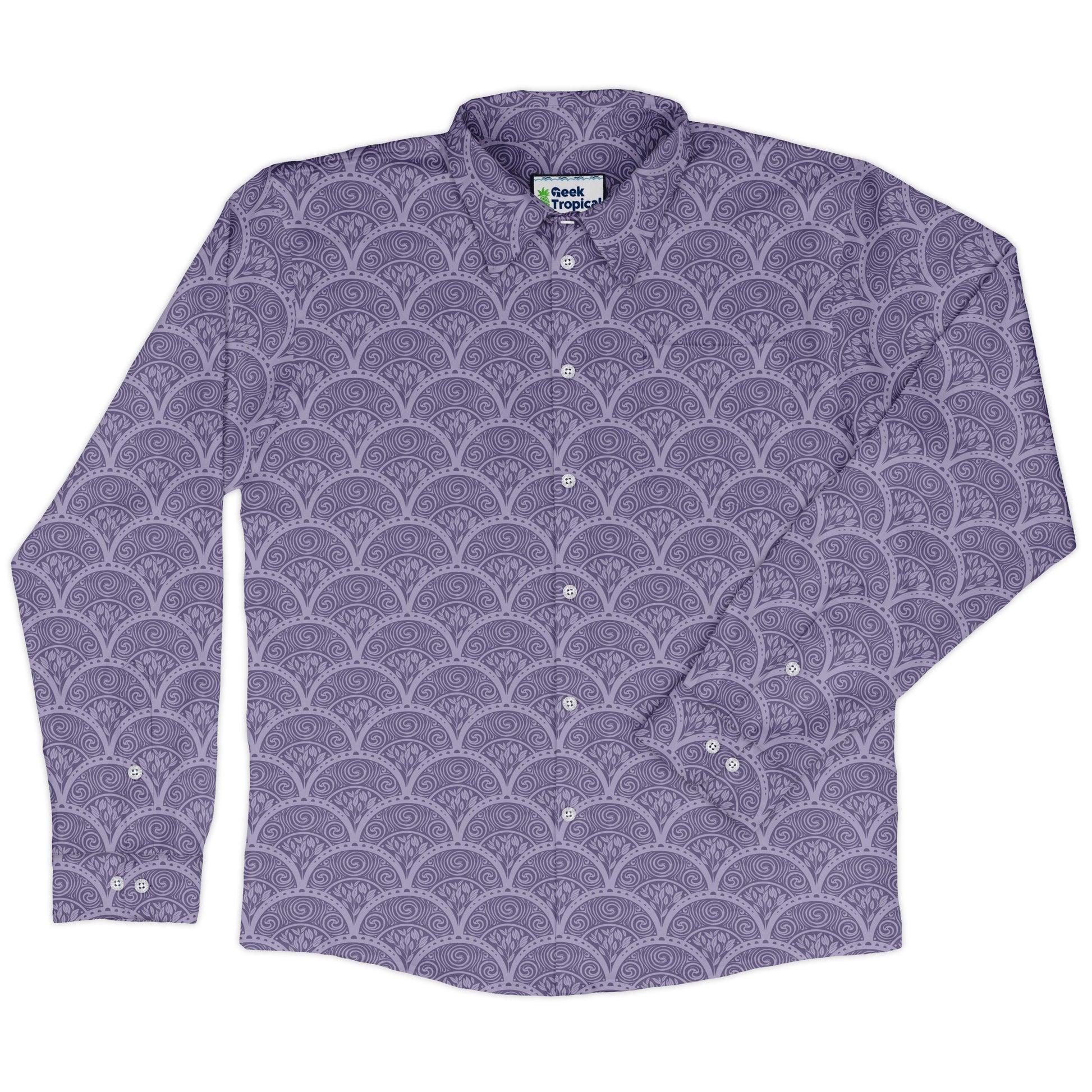 Moonlit Scallop Nouveau Lilac Long Sleeve Button Up Shirt front