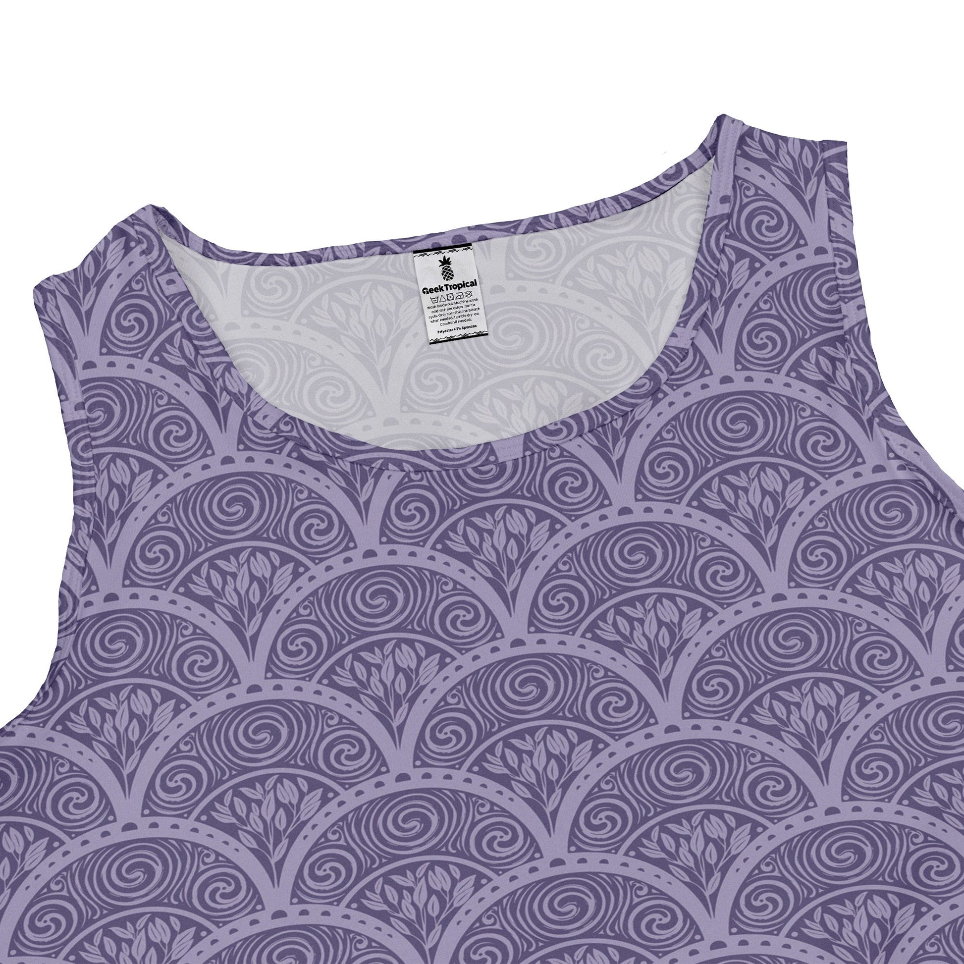 Moonlit Scallop Nouveau Lilac Sleeveless Dress close front