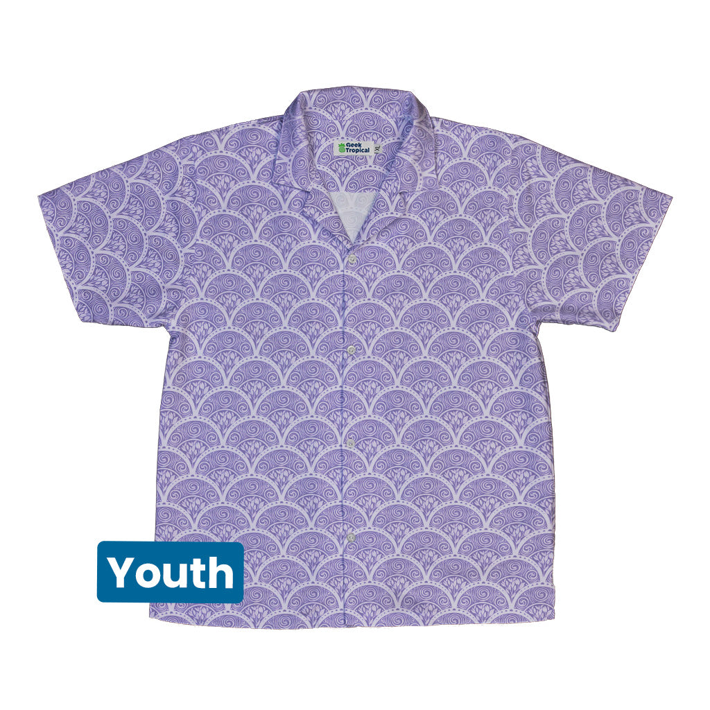 Moonlit Scallop Nouveau Lilac Youth Hawaiian Shirt Front