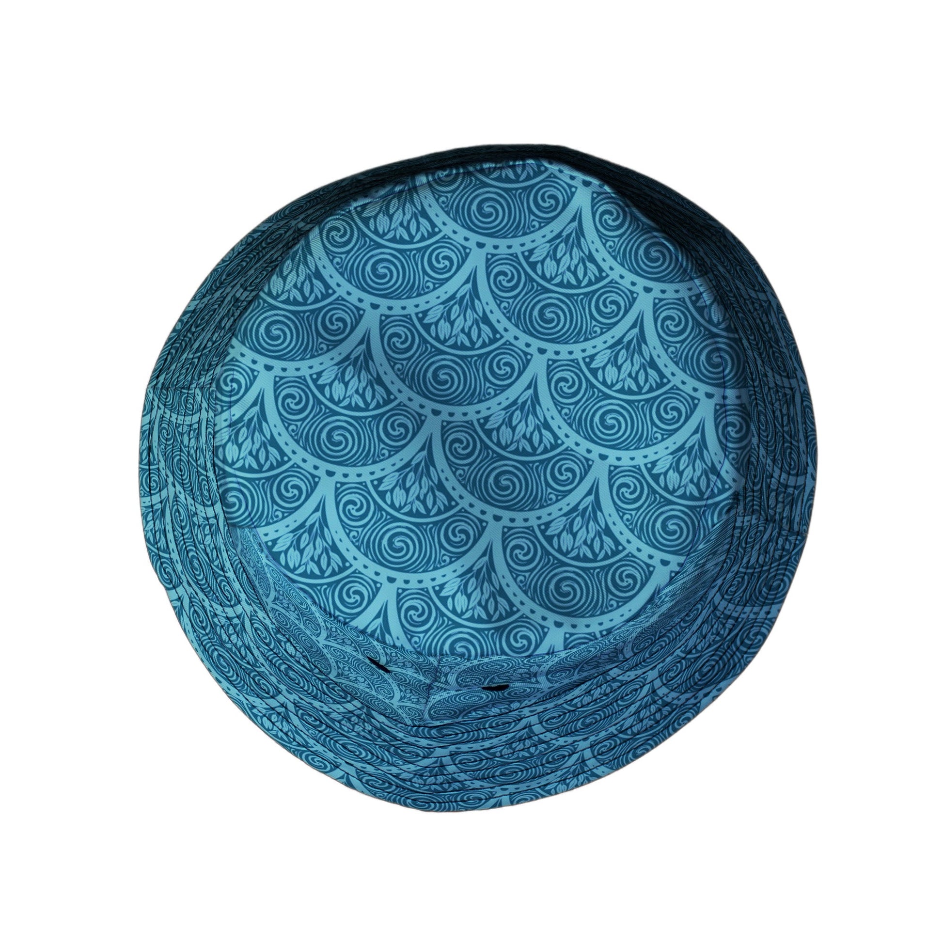 Moonlit Scallop Nouveau Teal Bucket Hat Top View