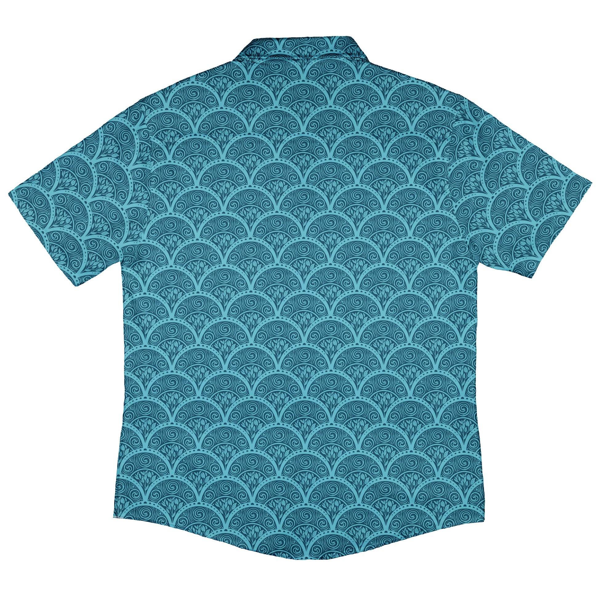 Moonlit Scallop Nouveau Teal Button Up Shirt Back